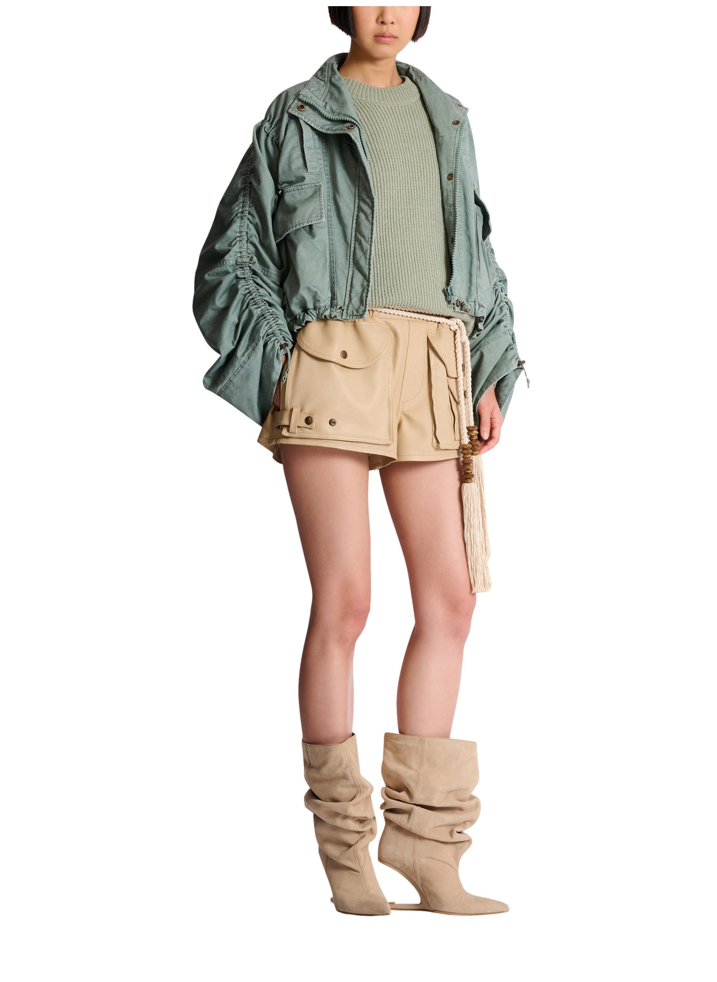 Parka en gabardine de coton BALMAIN Vert