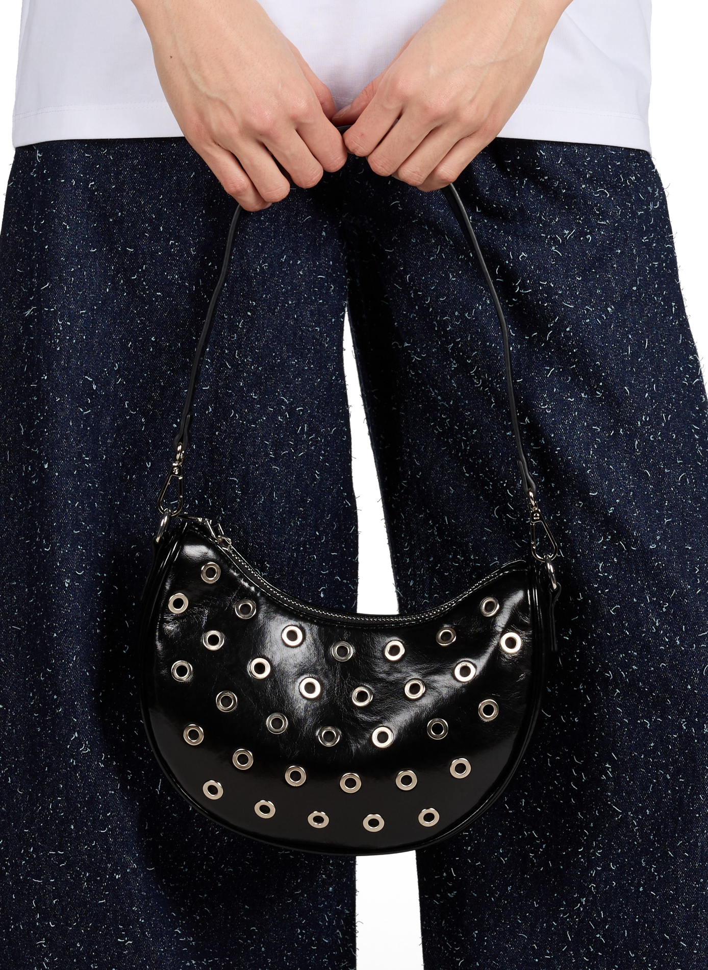 Sac à bandoulière avec oeillets AU PRINTEMPS PARIS Noir