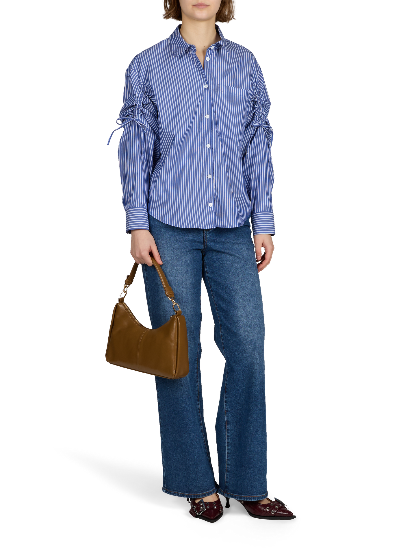 Metallic leather handbag  NAT & NIN Brown