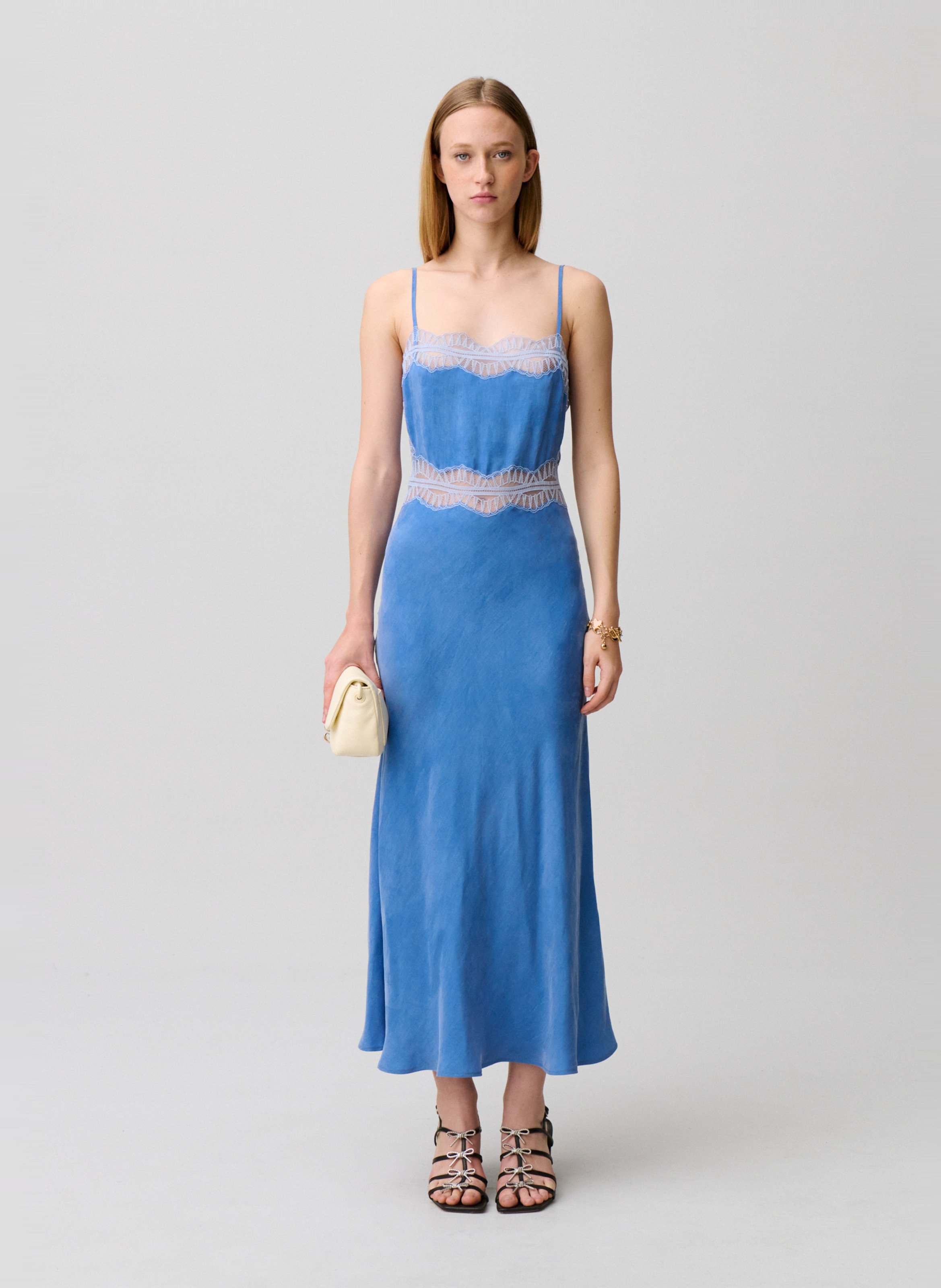 Robe longue satinée CLAUDIE PIERLOT Bleu