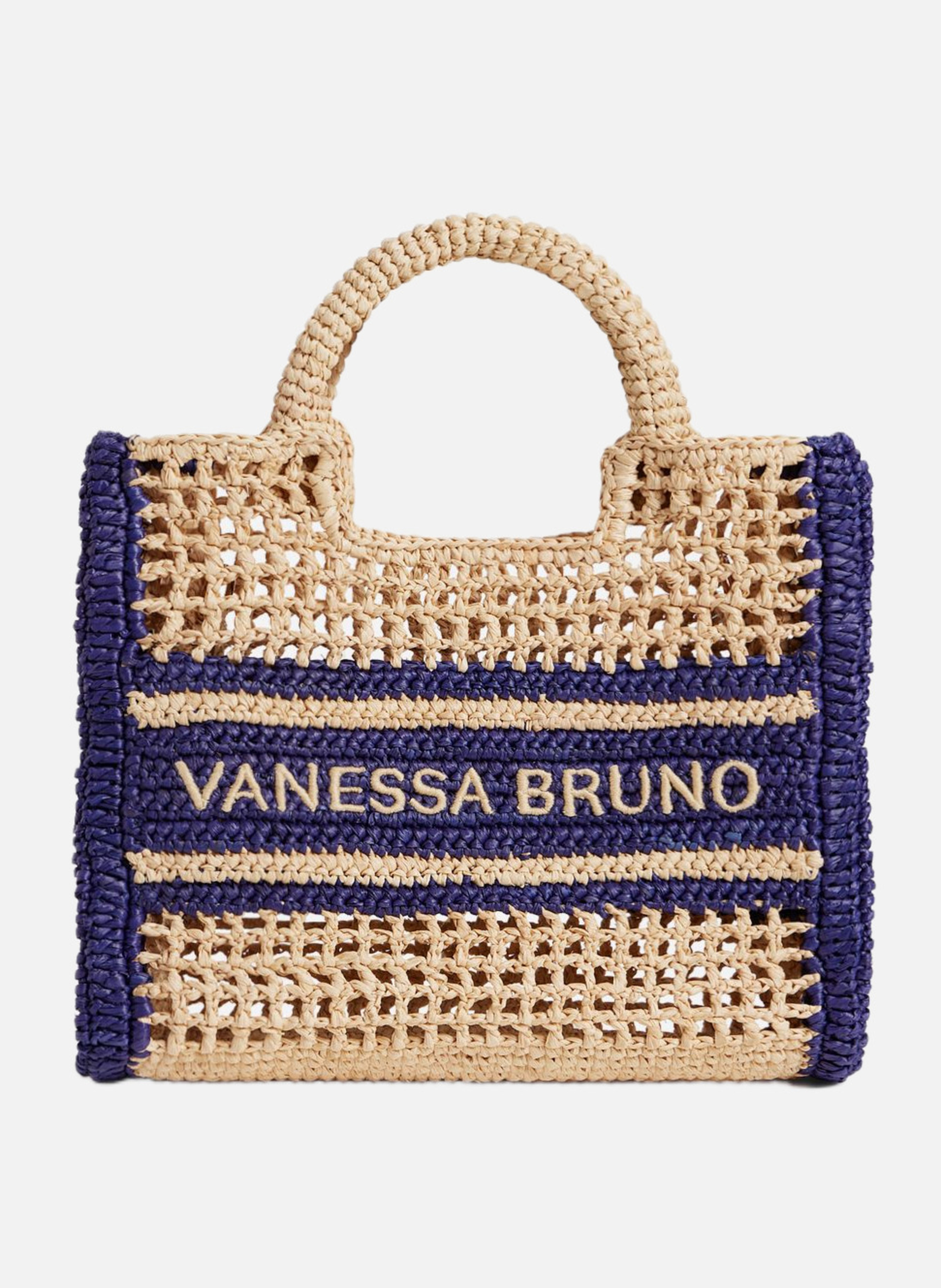 Petit panier en raphia avec rayures VANESSA BRUNO Bleu