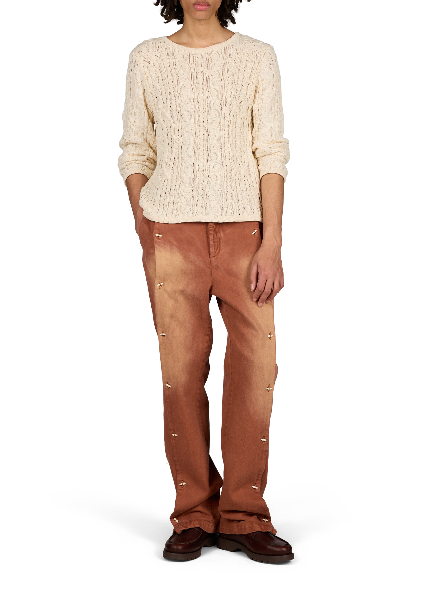 Buttoned-leg cotton jeans CAMPILLO Brown