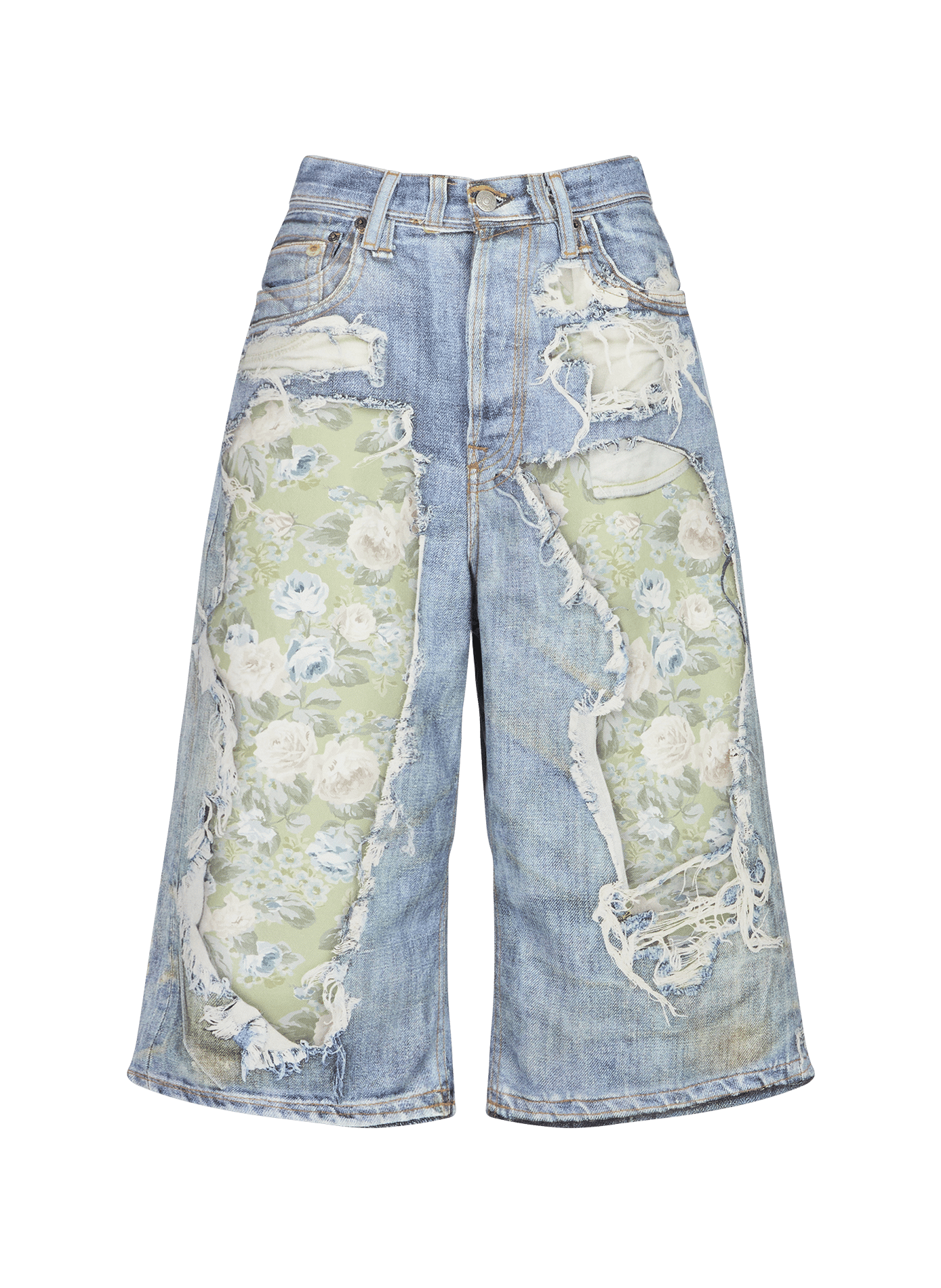 Bermuda in denim met katoenen motief ACNE STUDIOS Blauw