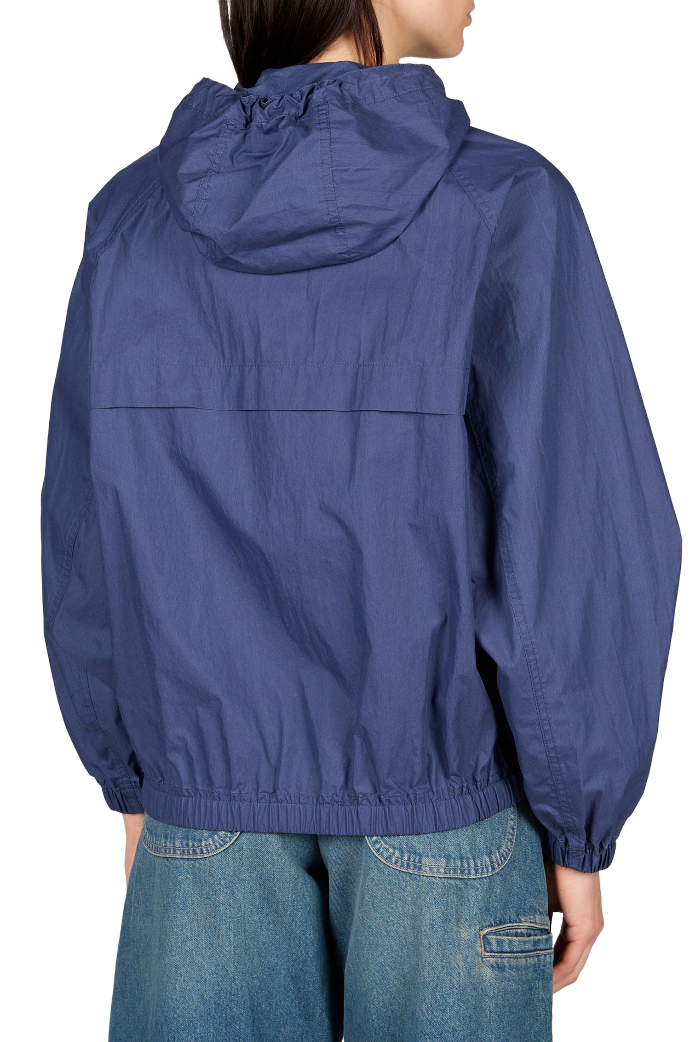 Hooded cotton blend windbreaker coat DUNST Blue