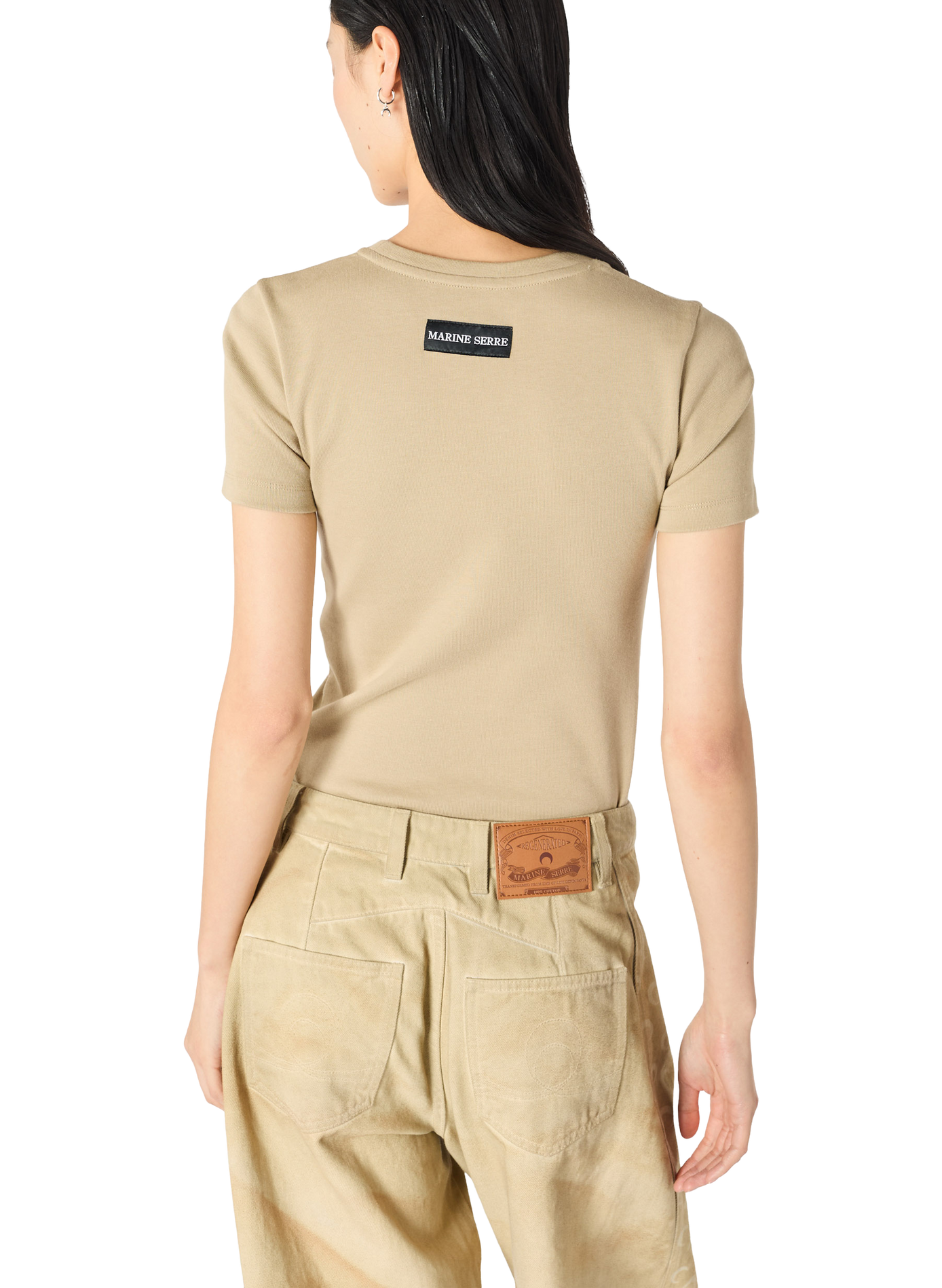 T-shirt baby fit logo moon coton biologique MARINE SERRE Beige
