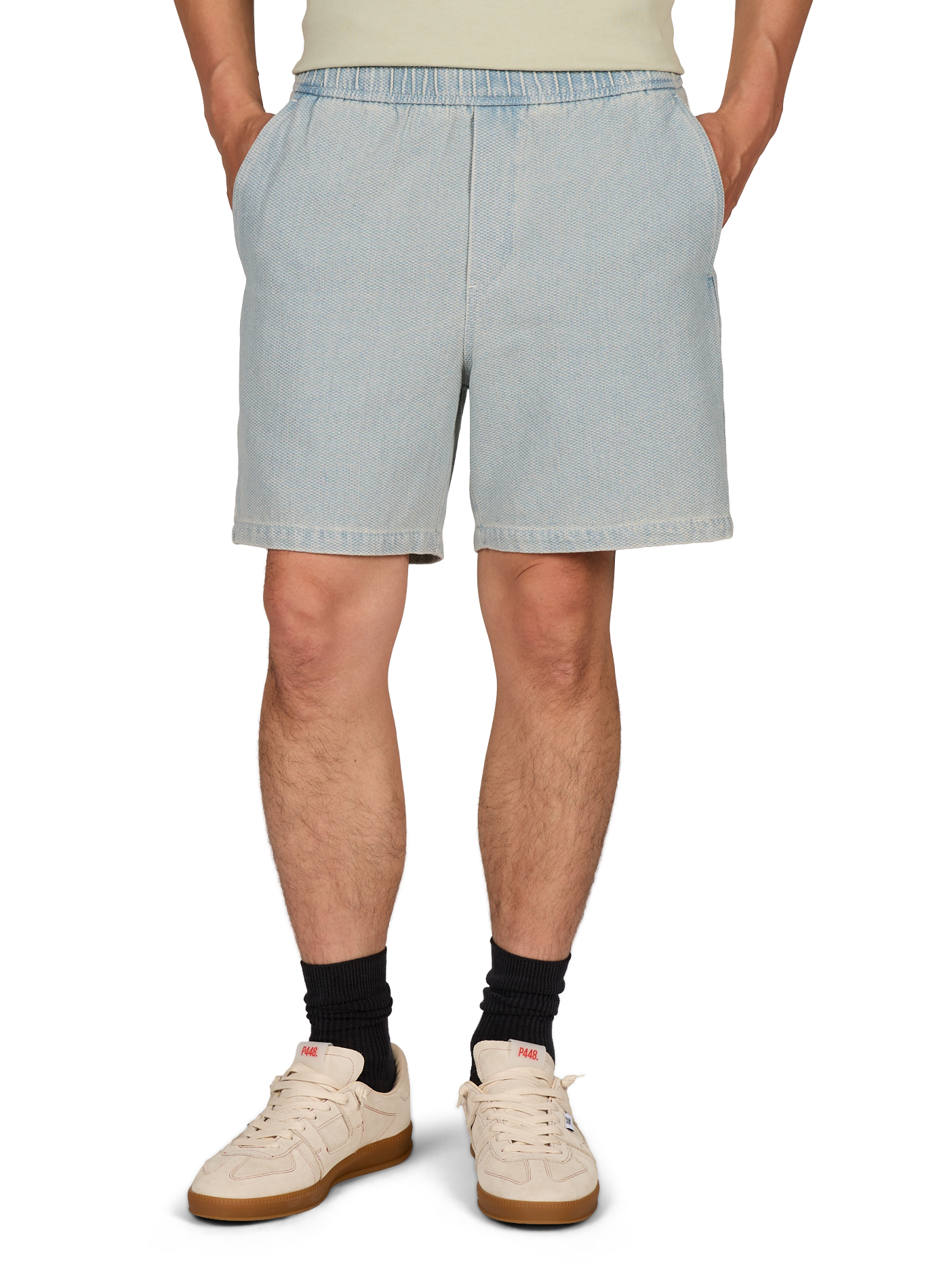 Short in blended piqué cotton denim SAMSOE SAMSOE Blue