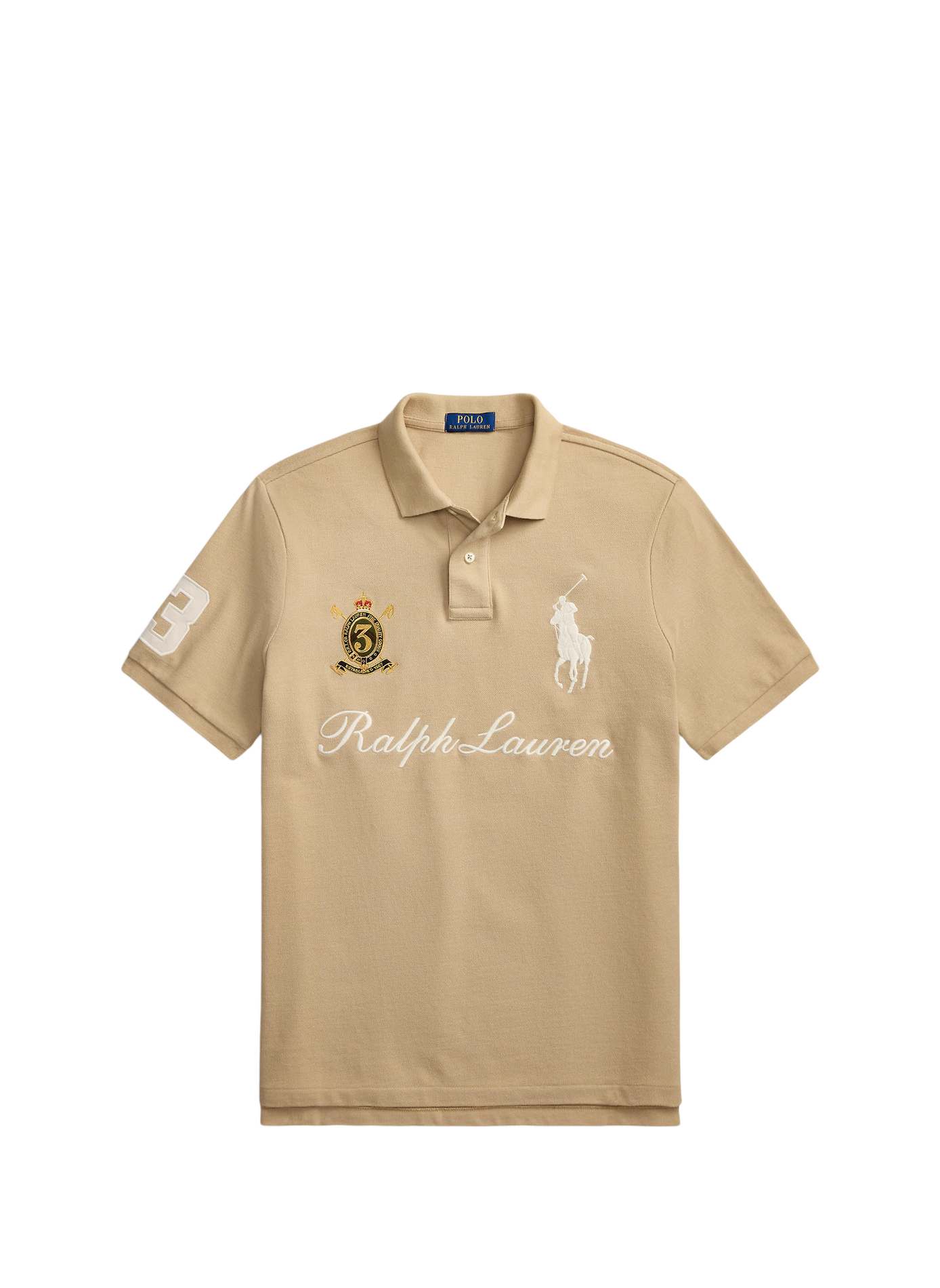 Piqué polo with embroidered logo. POLO RALPH LAUREN Beige