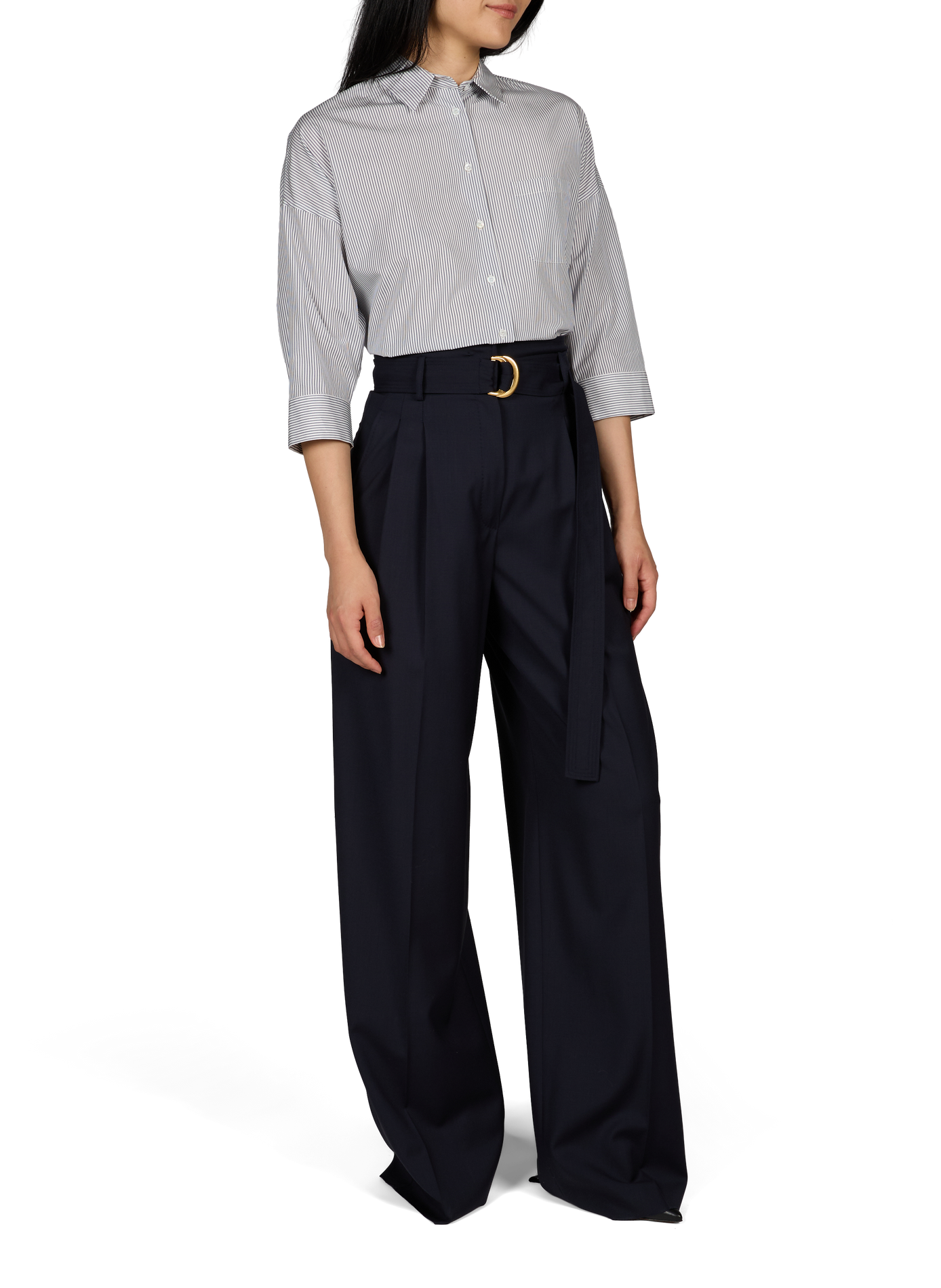 Striped cotton shirt with three-quarter sleeves MAX MARA WEEK END Blue