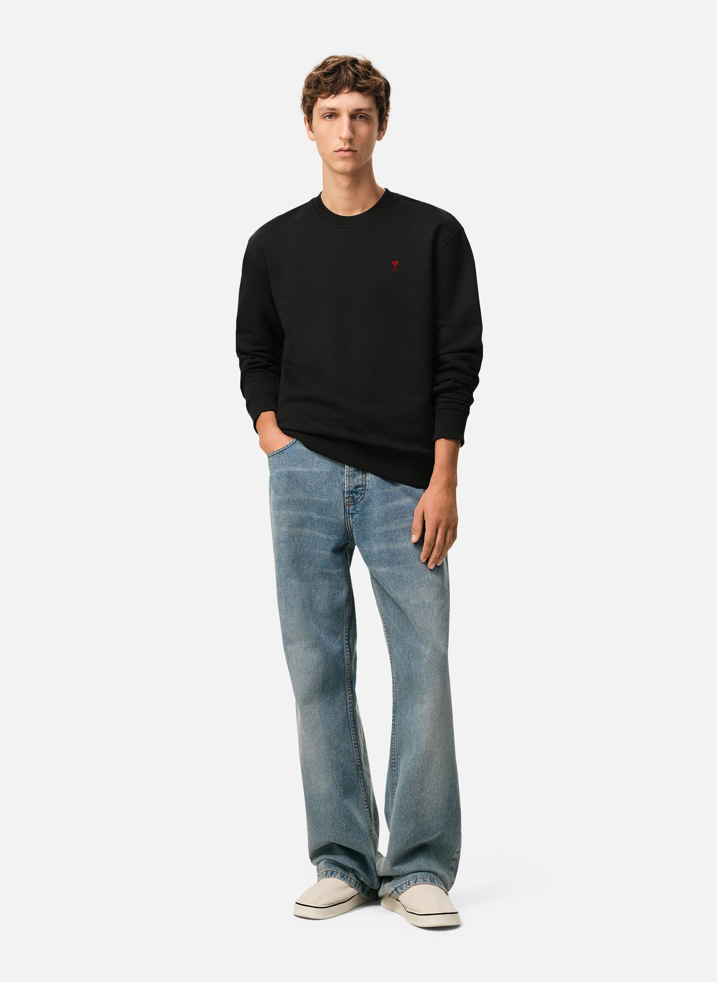 Sweatshirt ami de coeur rouge unisexe AMI PARIS Noir