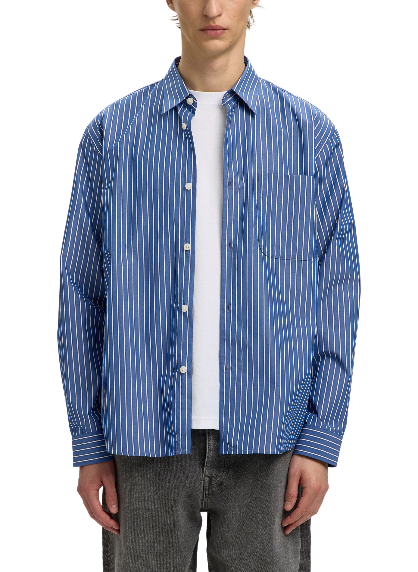 Chemise col classique en coton SELECTED Bleu