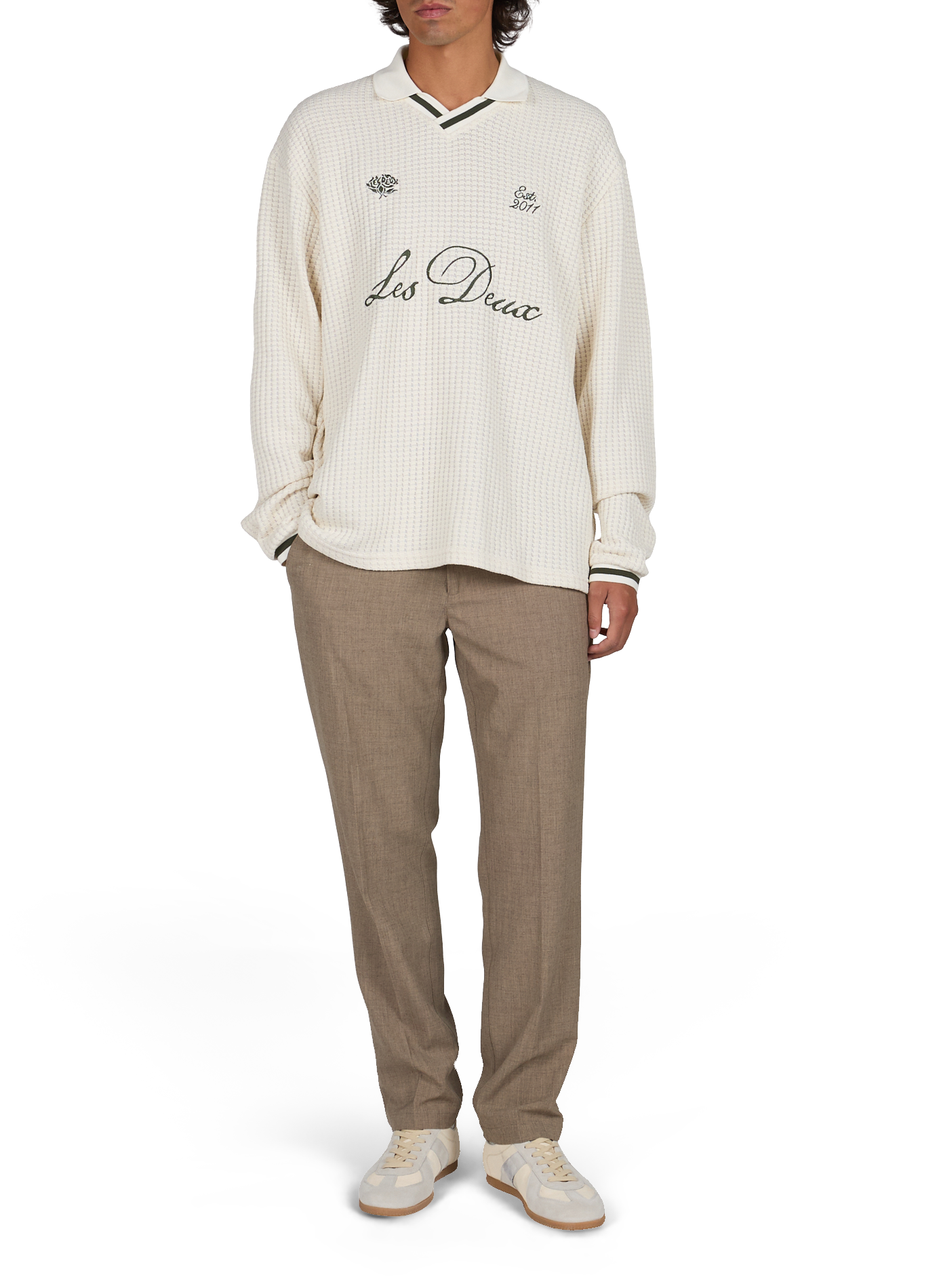 Kapuzenpullover mit gesticktem Logo aus Baumwollmischung LES DEUX Beige
