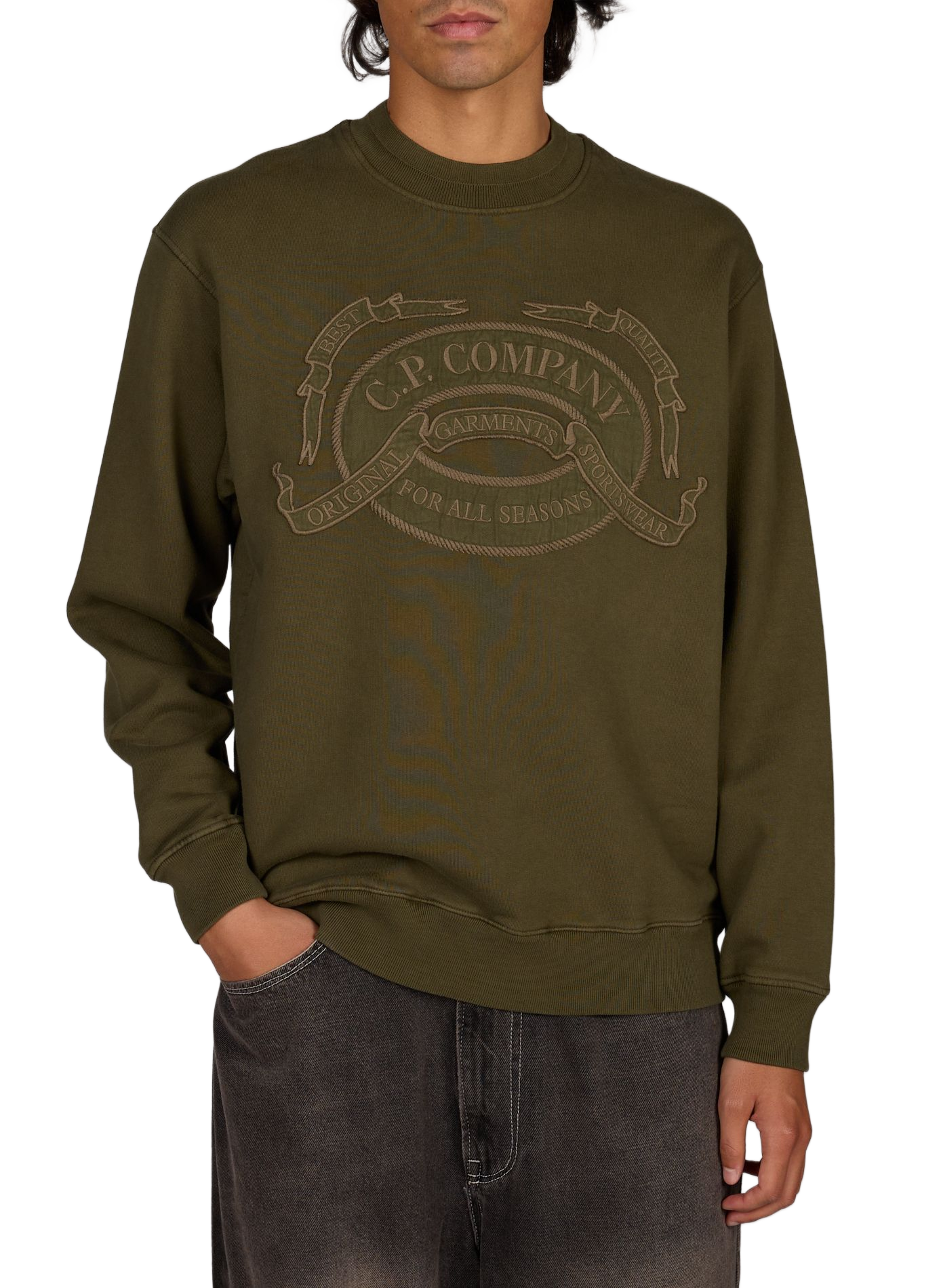 Cotton screen-printed sweatshirt CP COMPANY Khaki