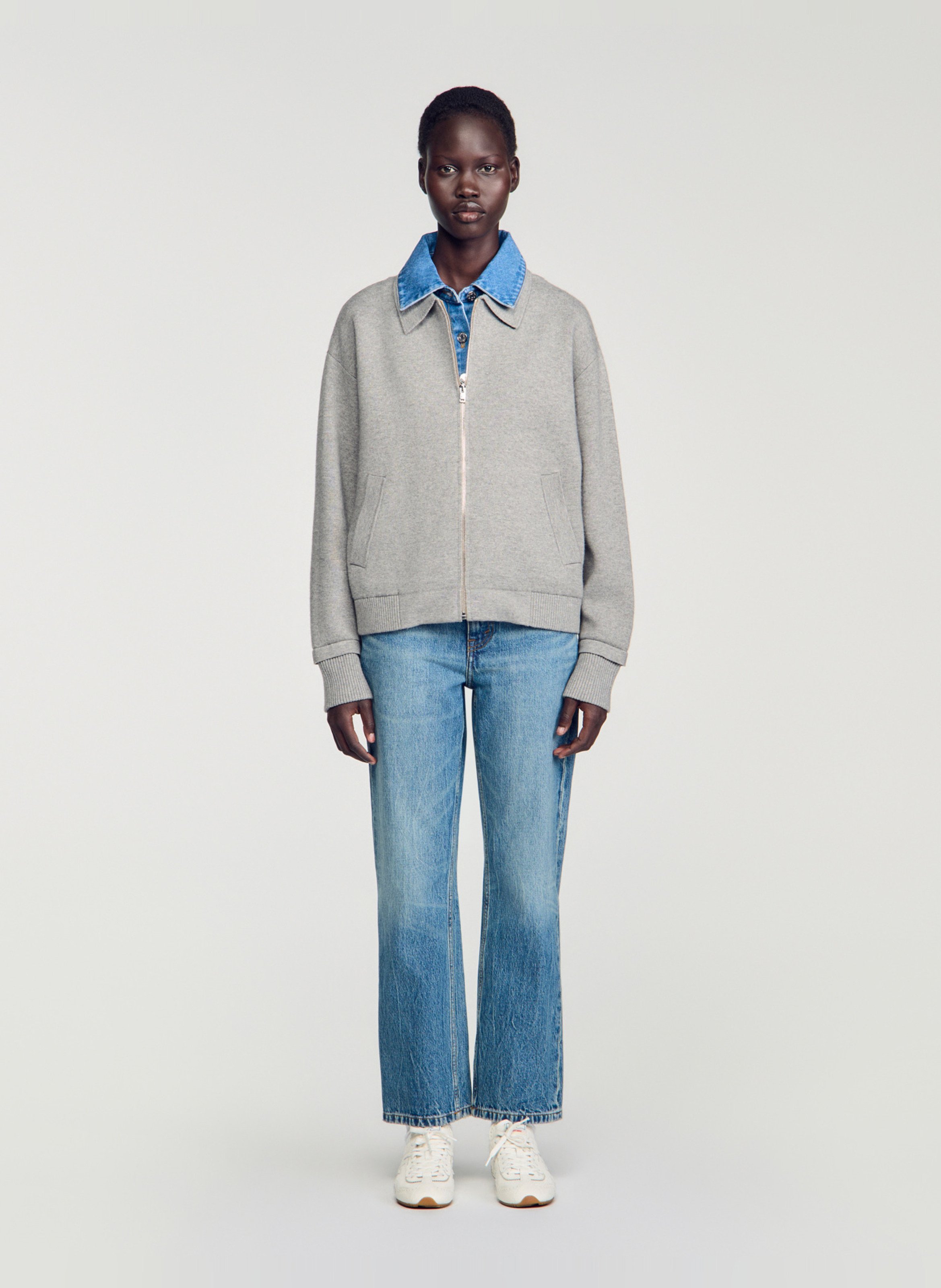 Sweat hybride oversize SANDRO Gris