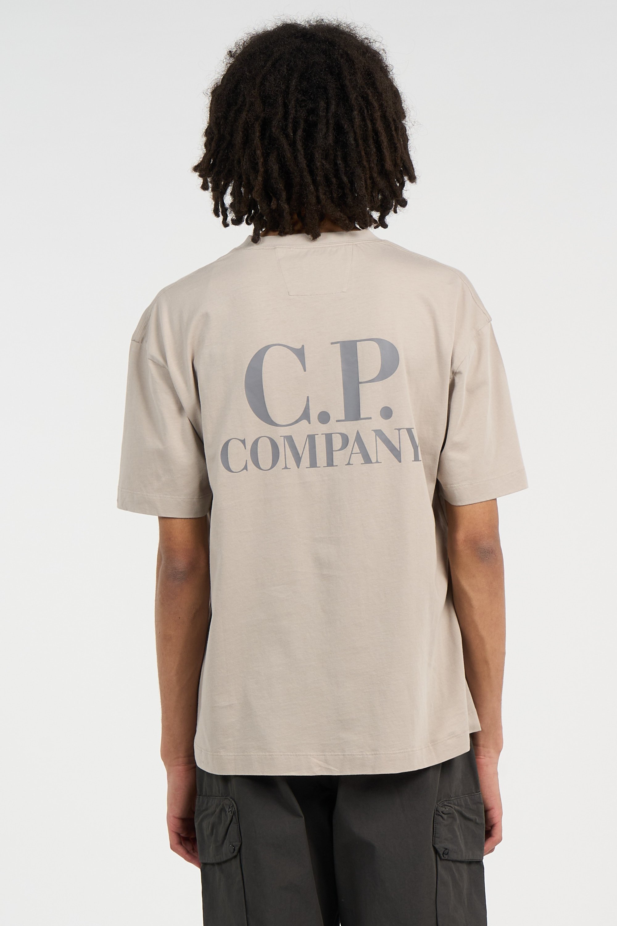 T-shirt 30/1 jersey short sleeve logo t-shirt CP COMPANY Beige