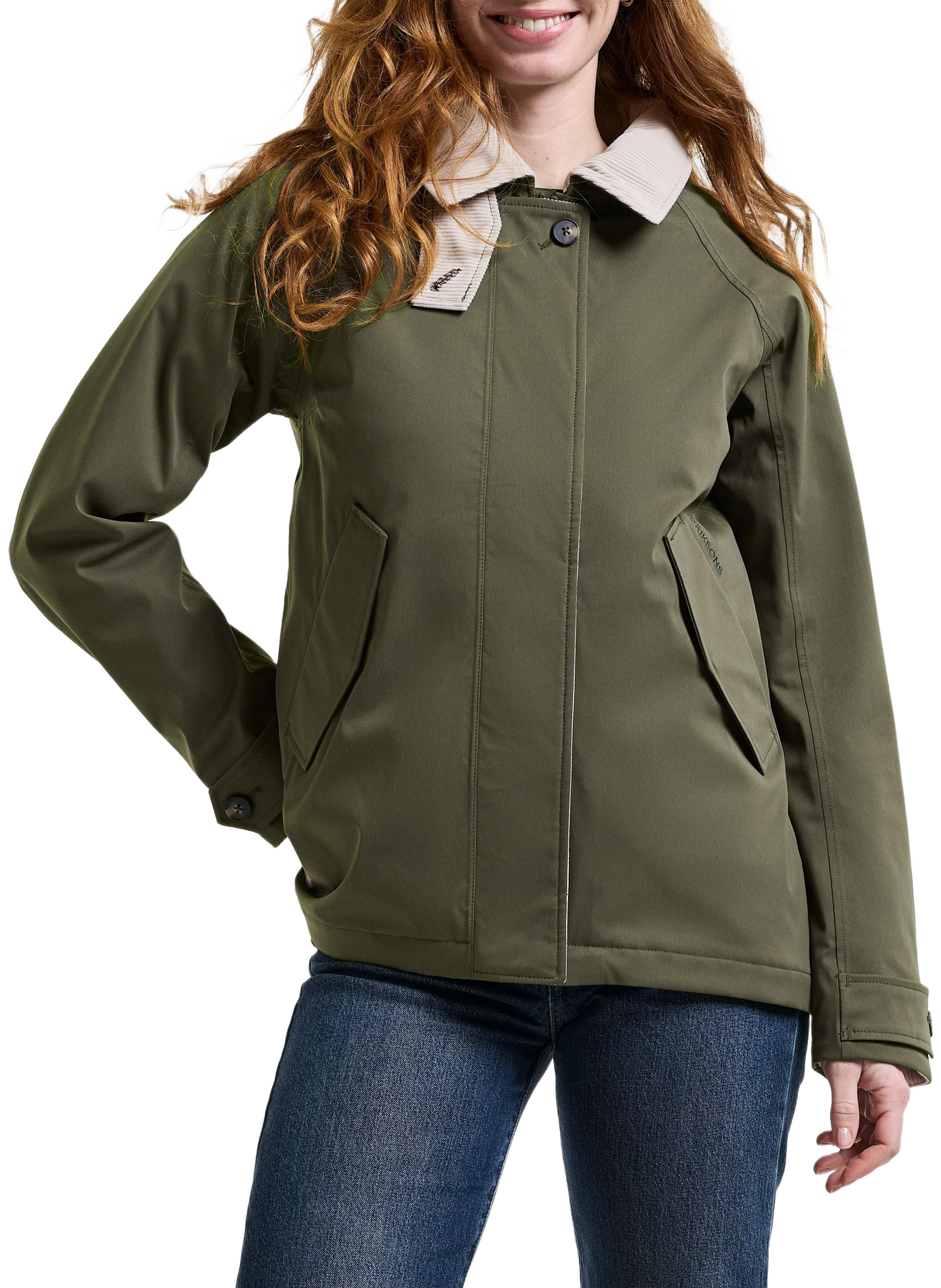 Lynn cropped jacket with ribbed collar DIDRIKSONS Khaki