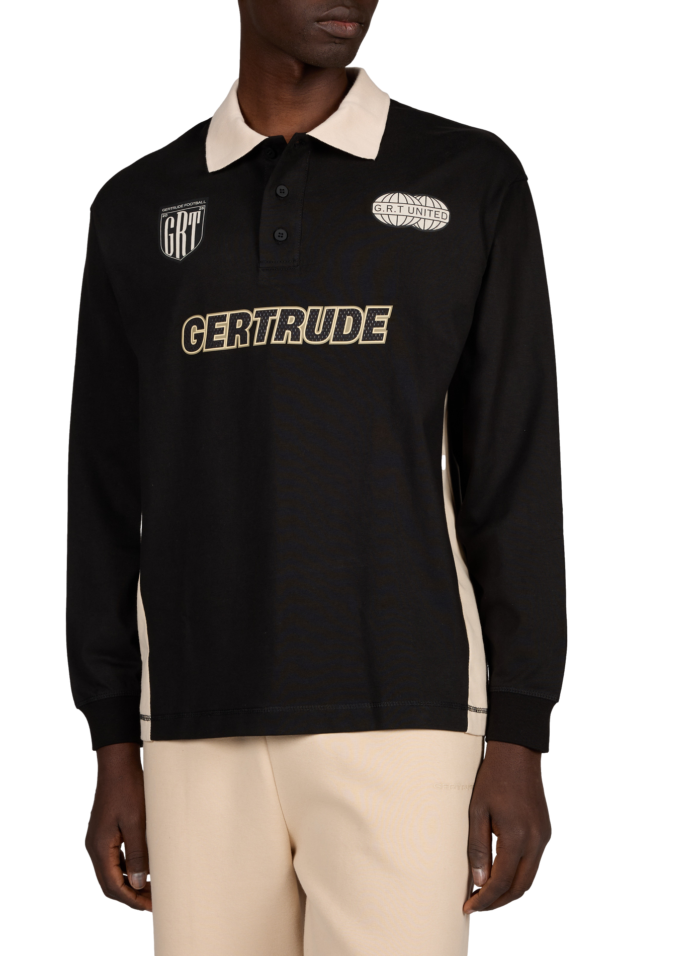 Long-sleeved printed polo shirt GERTRUDE Black