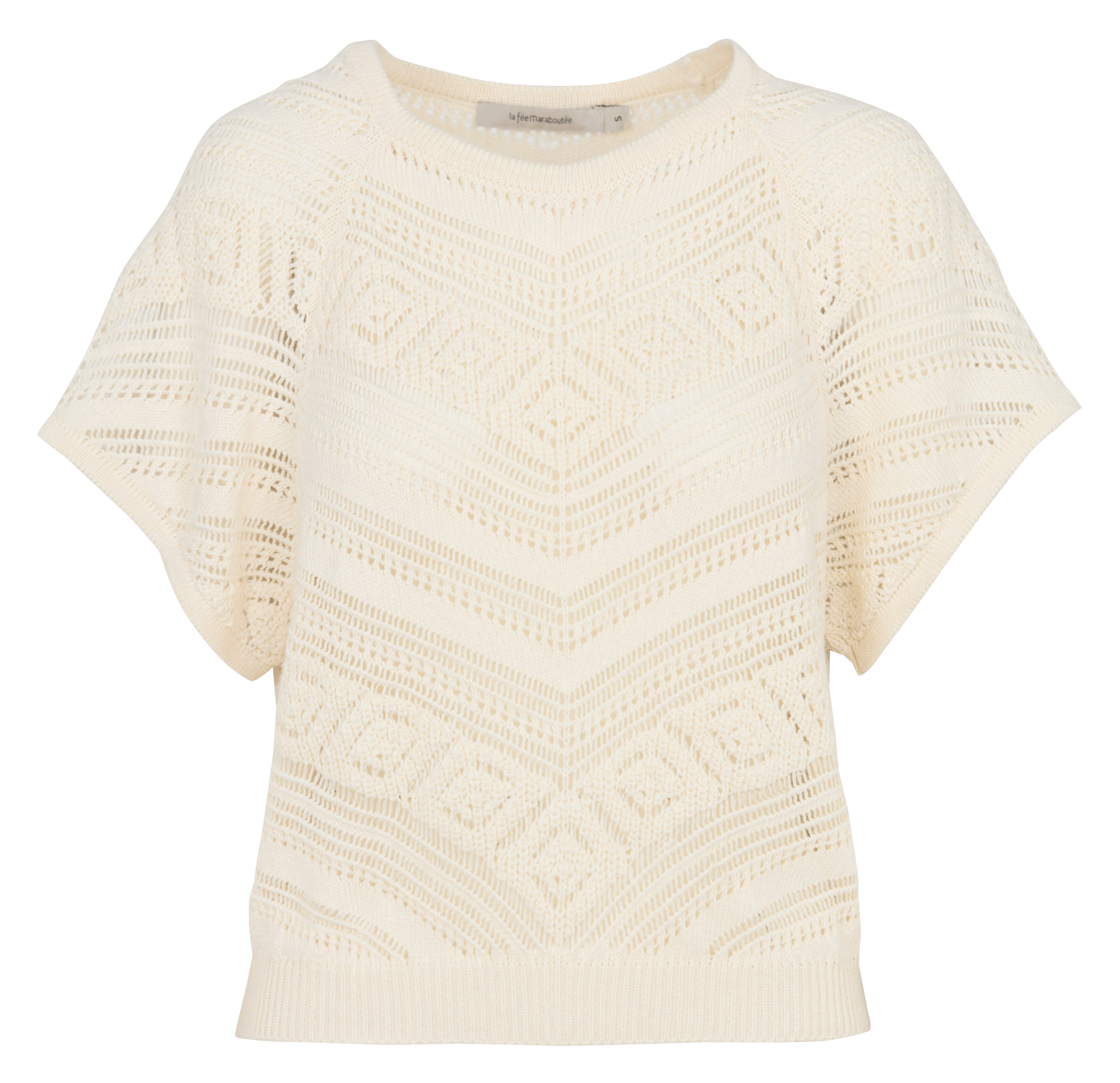 Ronde hals top in katoenblend LA FEE MARABOUTEE Wit