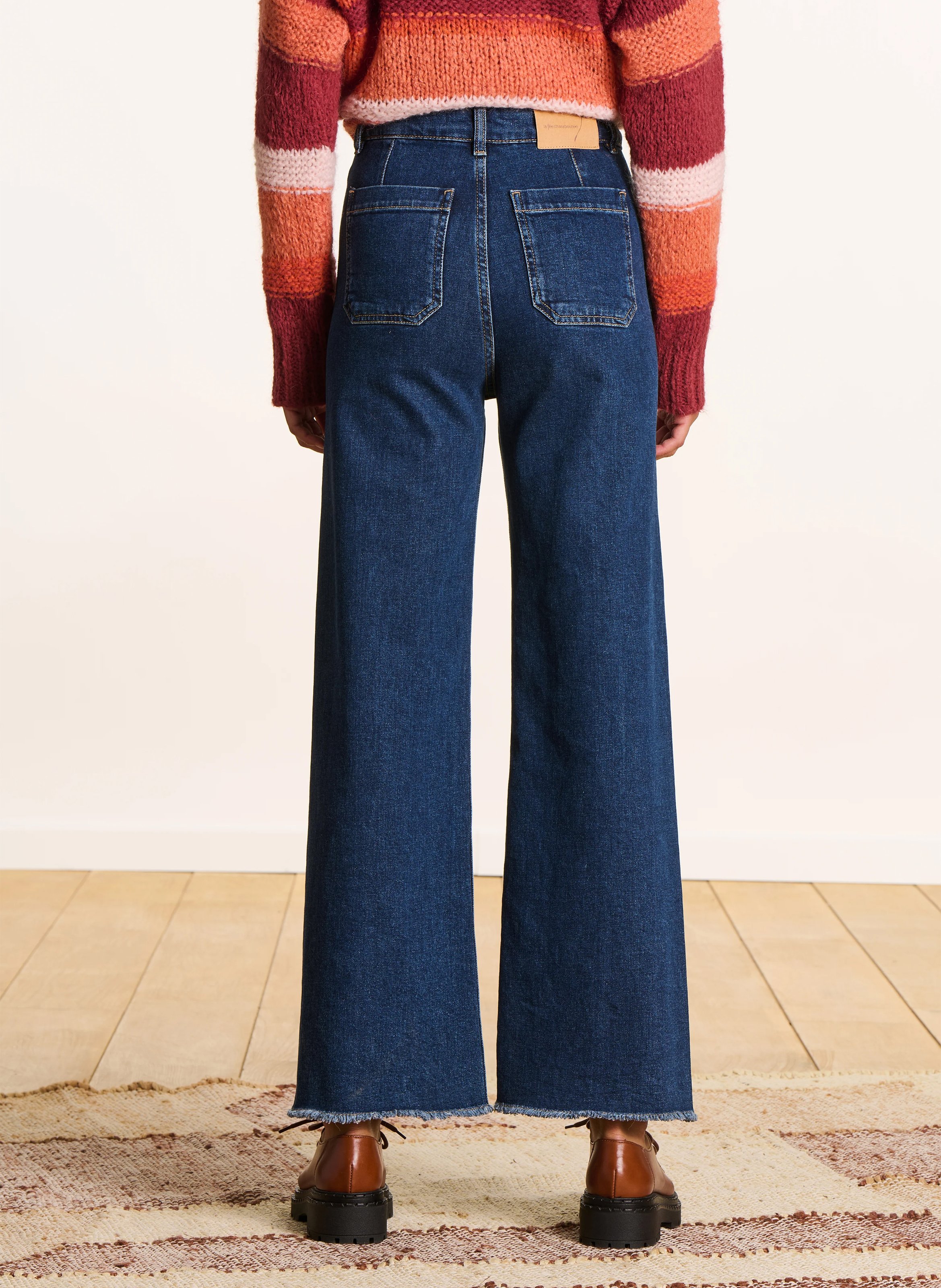 Rechte jeans met hoge taille van een biologisch katoenmengsel LA FEE MARABOUTEE Blauw