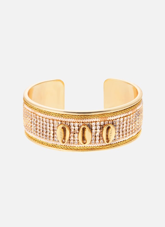 Bracelet jonc ajustable avec coquillages et strass diadema Blanc by HIPANEMA HIPANEMA Bracelet jonc ajustable avec coquillages et strass diadema Blanc