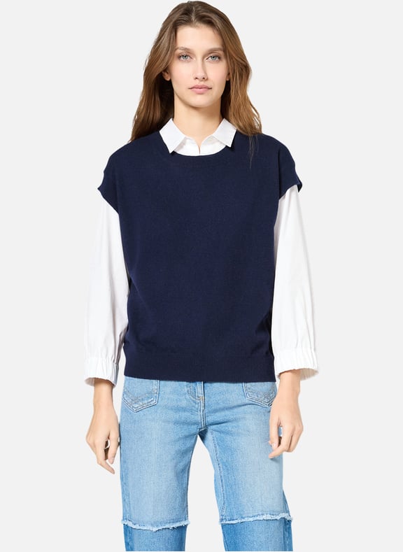 Pull sans manche en cachemire - janine Bleu by GERARD DAREL GERARD DAREL Pull sans manche en cachemire - janine Bleu