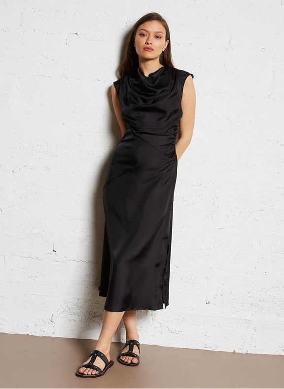 Robe midi col montant eugenie Noir by SOEUR SOEUR Robe midi col montant eugenie Noir
