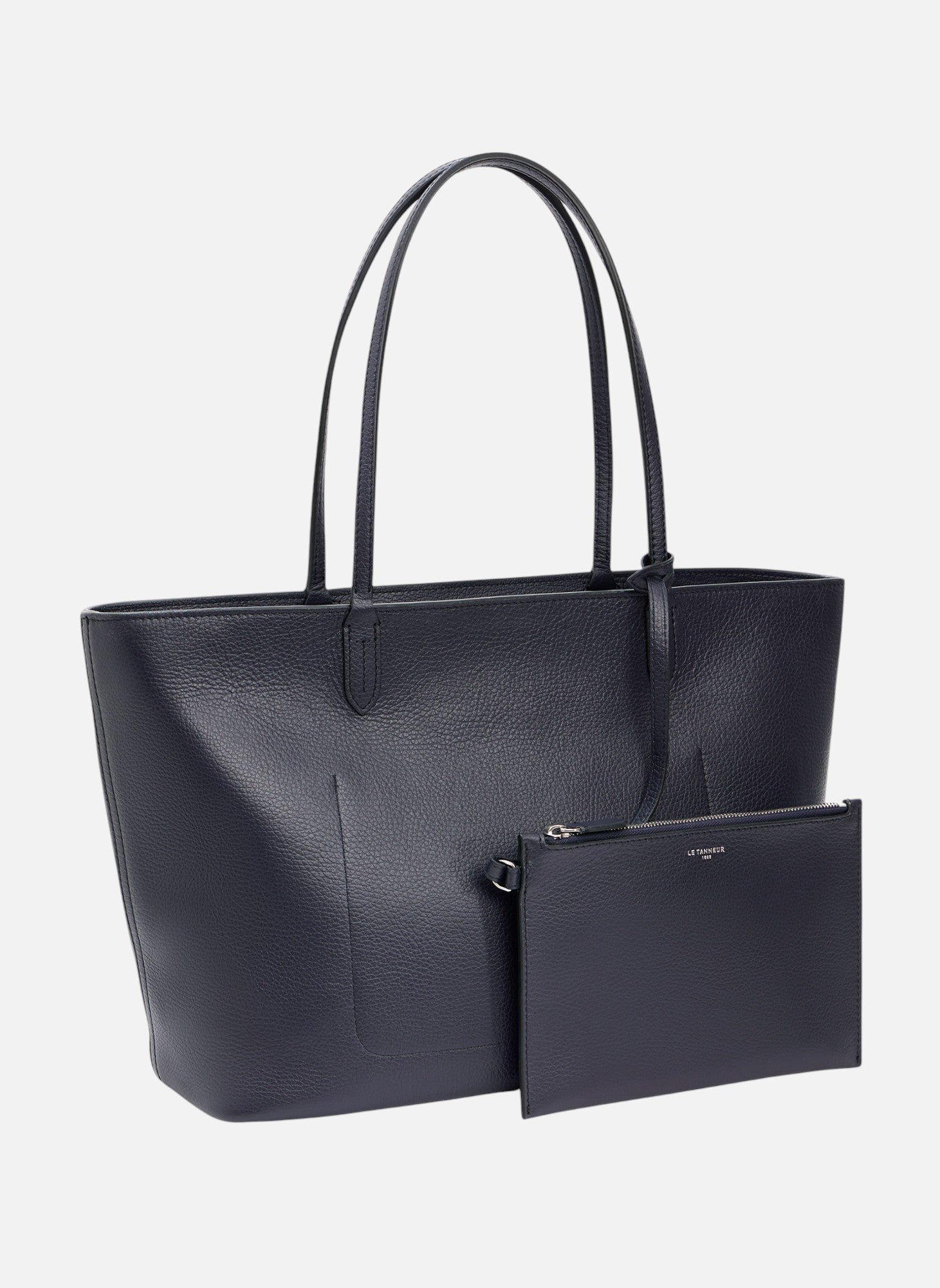Grand sac cabas louise en cuir grainé LE TANNEUR Bleu