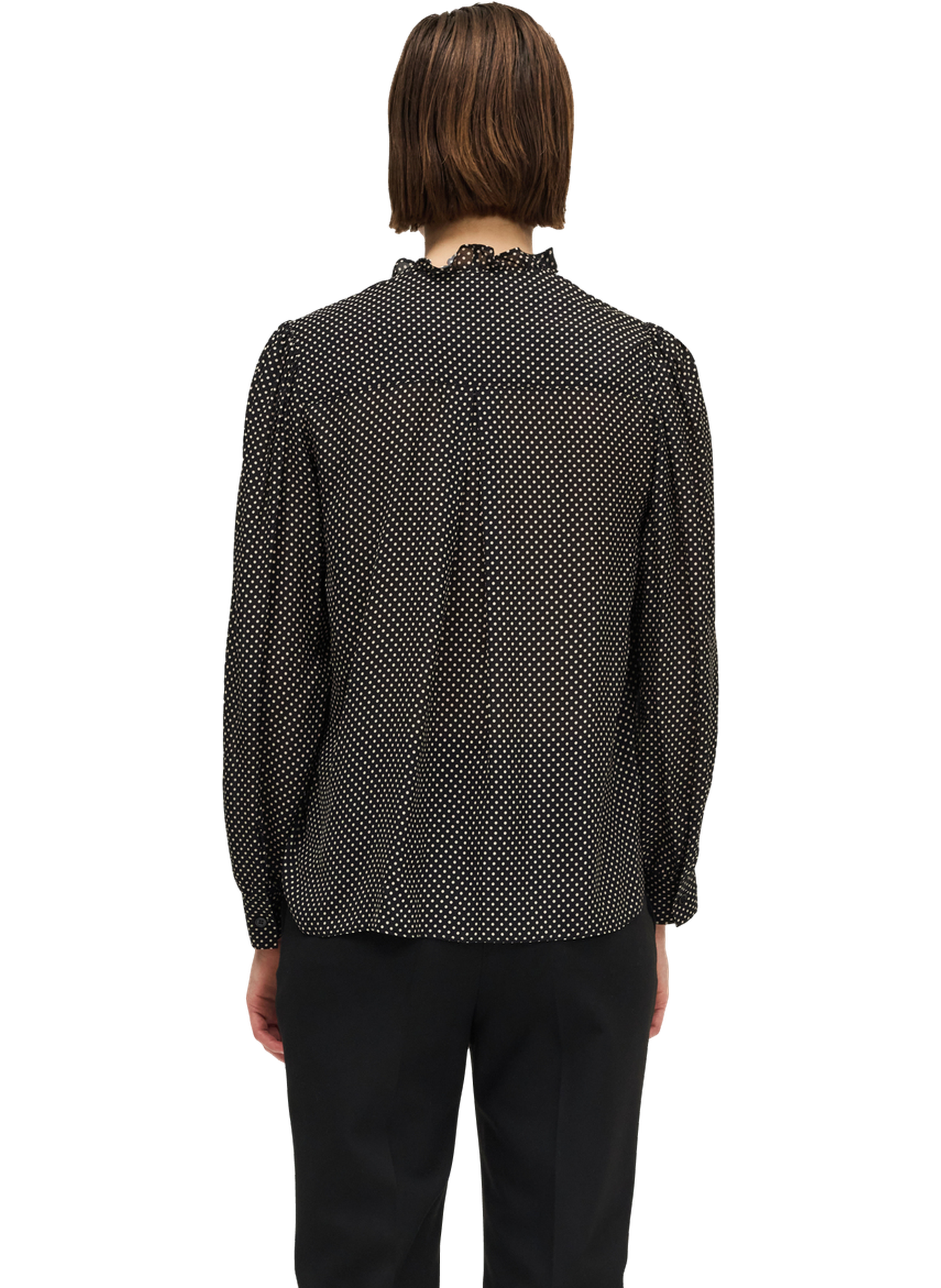 Chemise fluide à volants et pois -azaria PABLO Noir