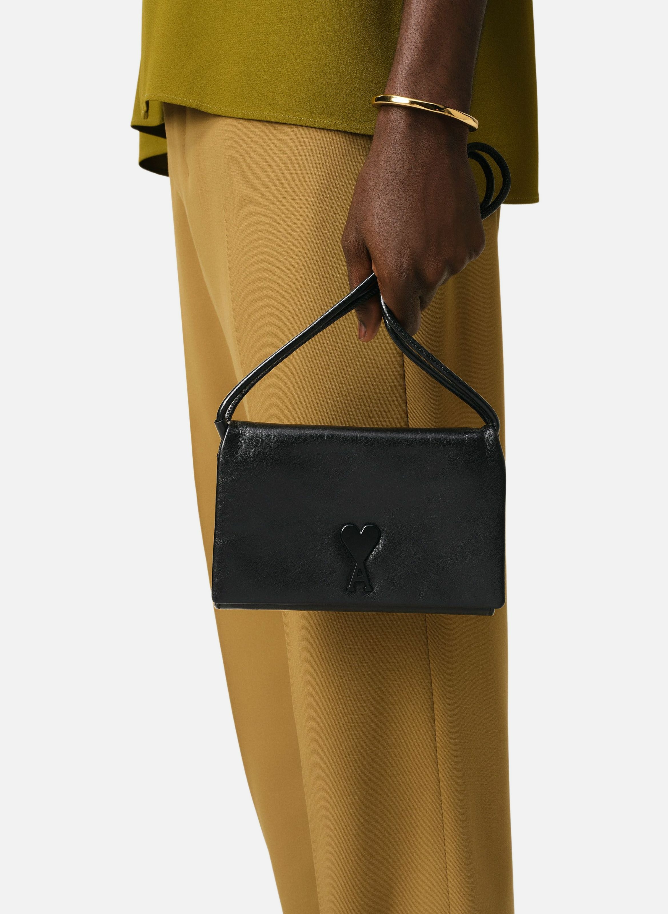 Portefeuille a bandoulière voulez-vous unisexe en cuir de vachette AMI PARIS Noir