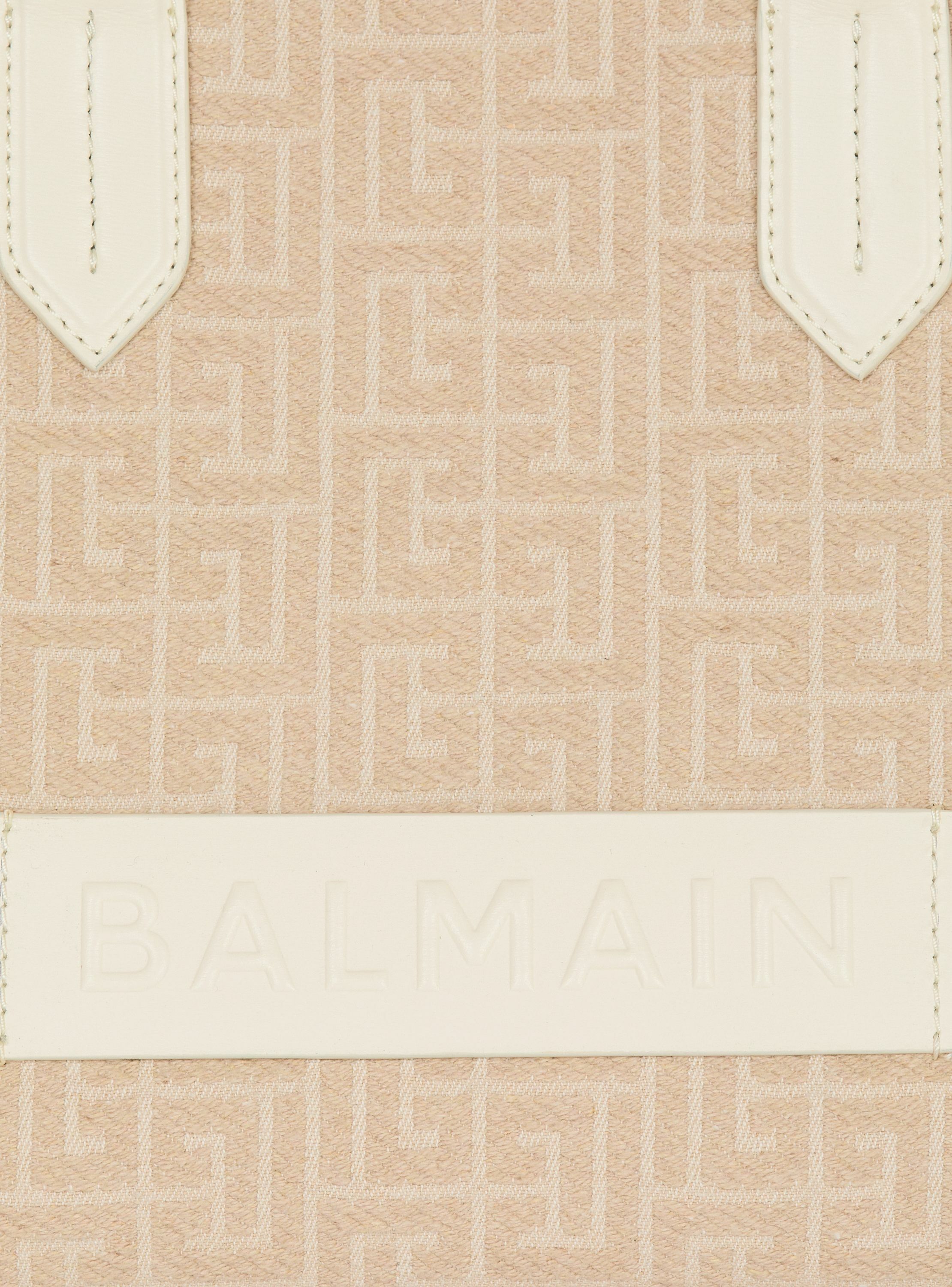 Sac cabas b-army 36 en toile jacquard monogrammée et cuir BALMAIN Beige