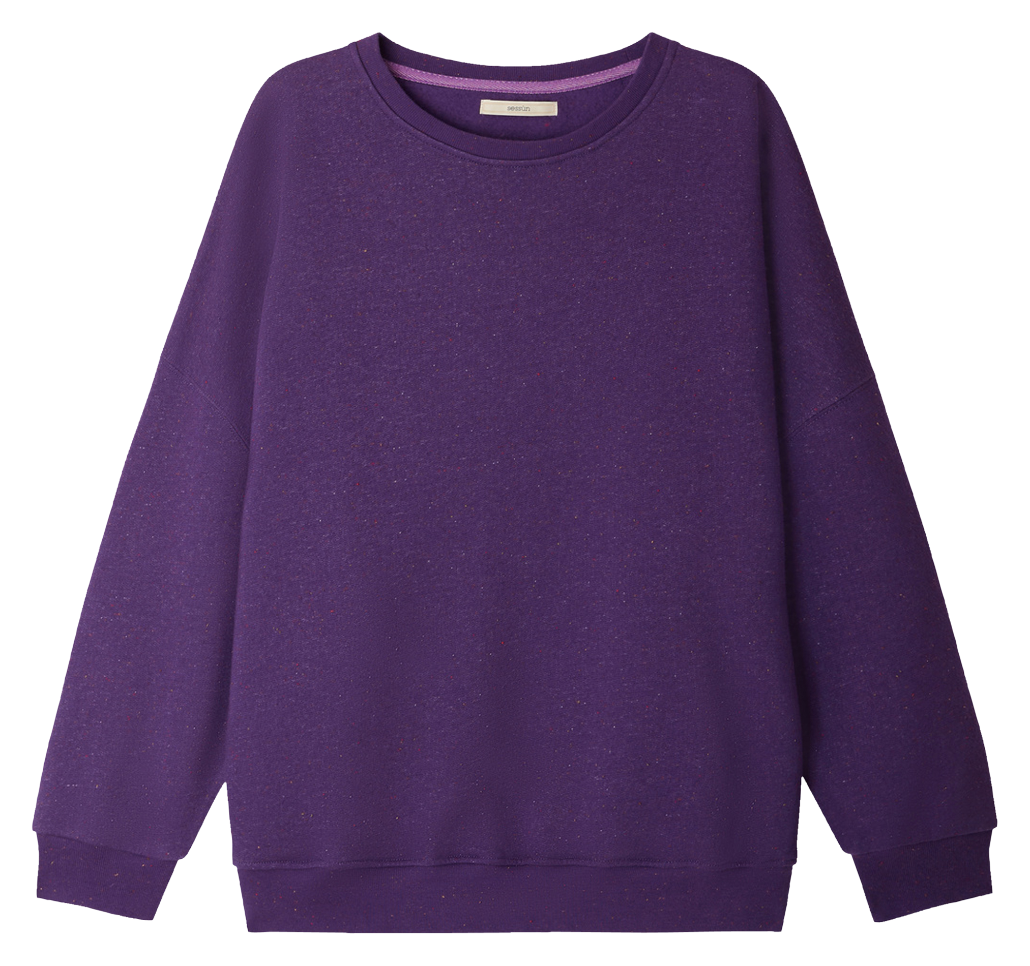 Sweat ample col rond moucheté en coton bio mélangé chebbi SESSUN Bleu