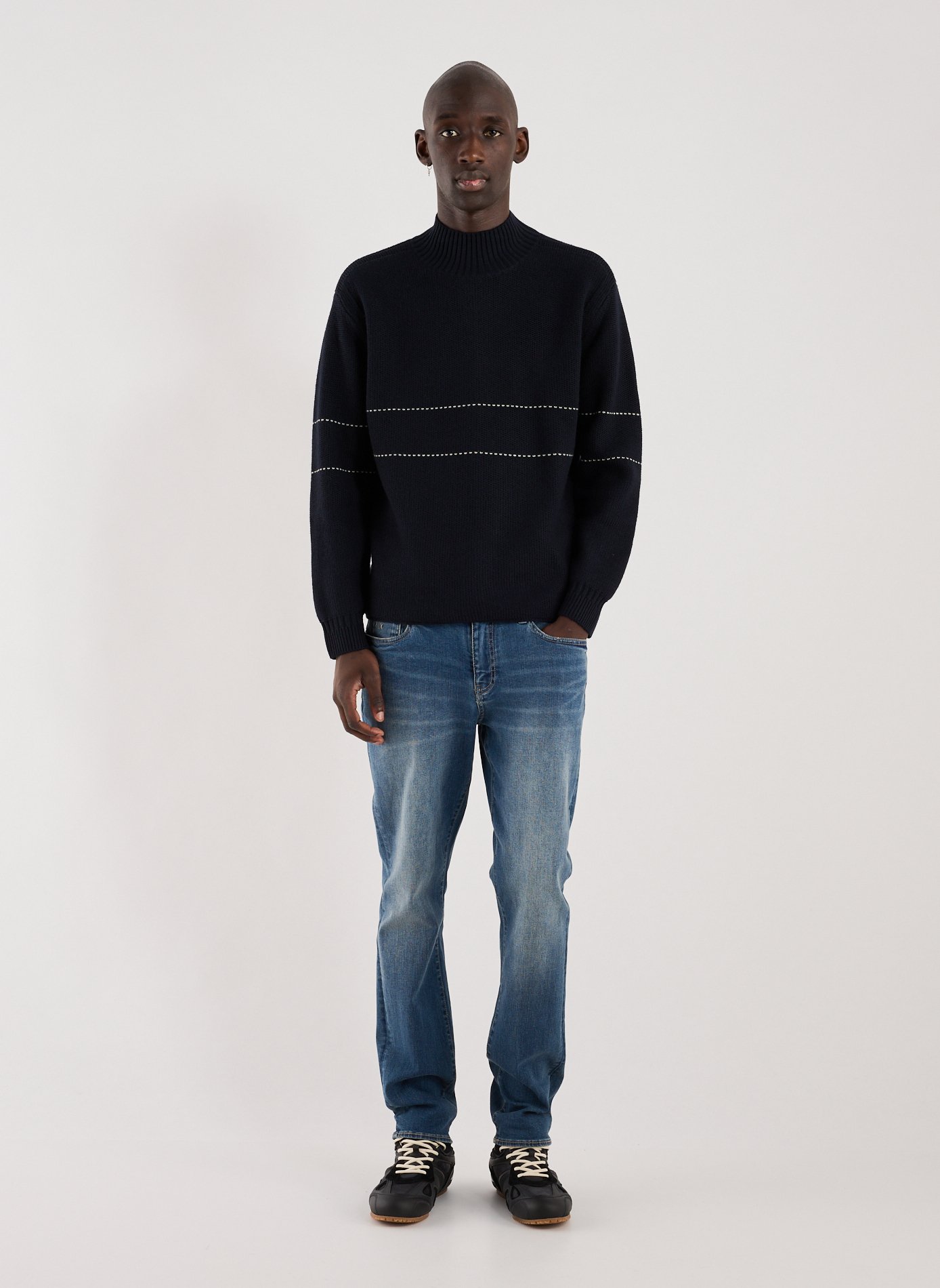 High-neck wool blend sweater EMPORIO ARMANI Blue