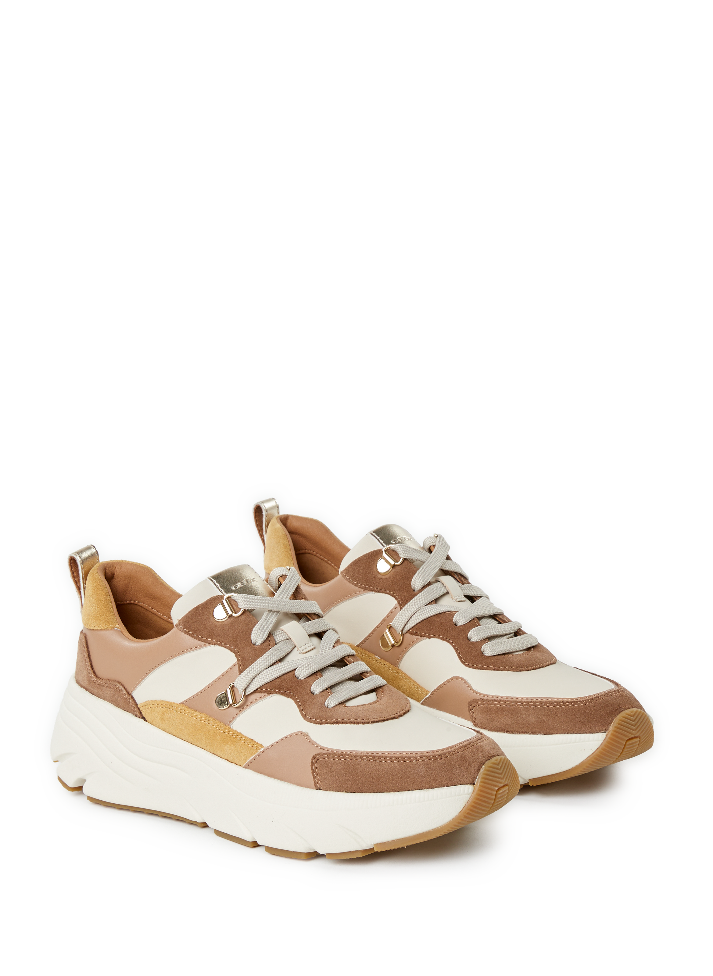 Baskets bi-matière en cuir mélangé GEOX Multicolore