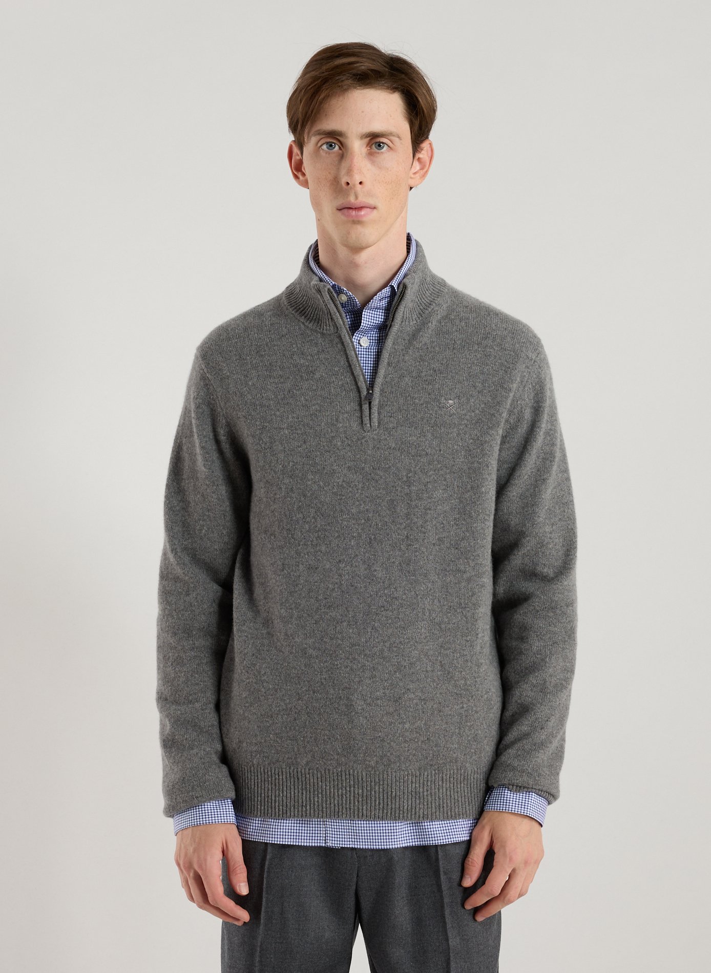 HACKETT Pull à col montant en laine  Gris