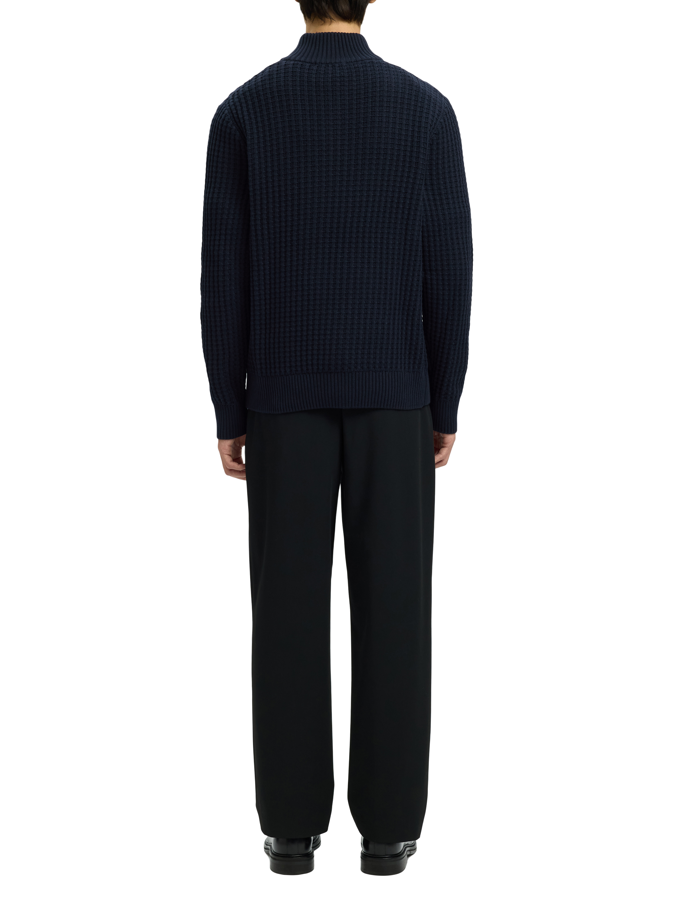 Pull col montant zippé en coton SELECTED Marron