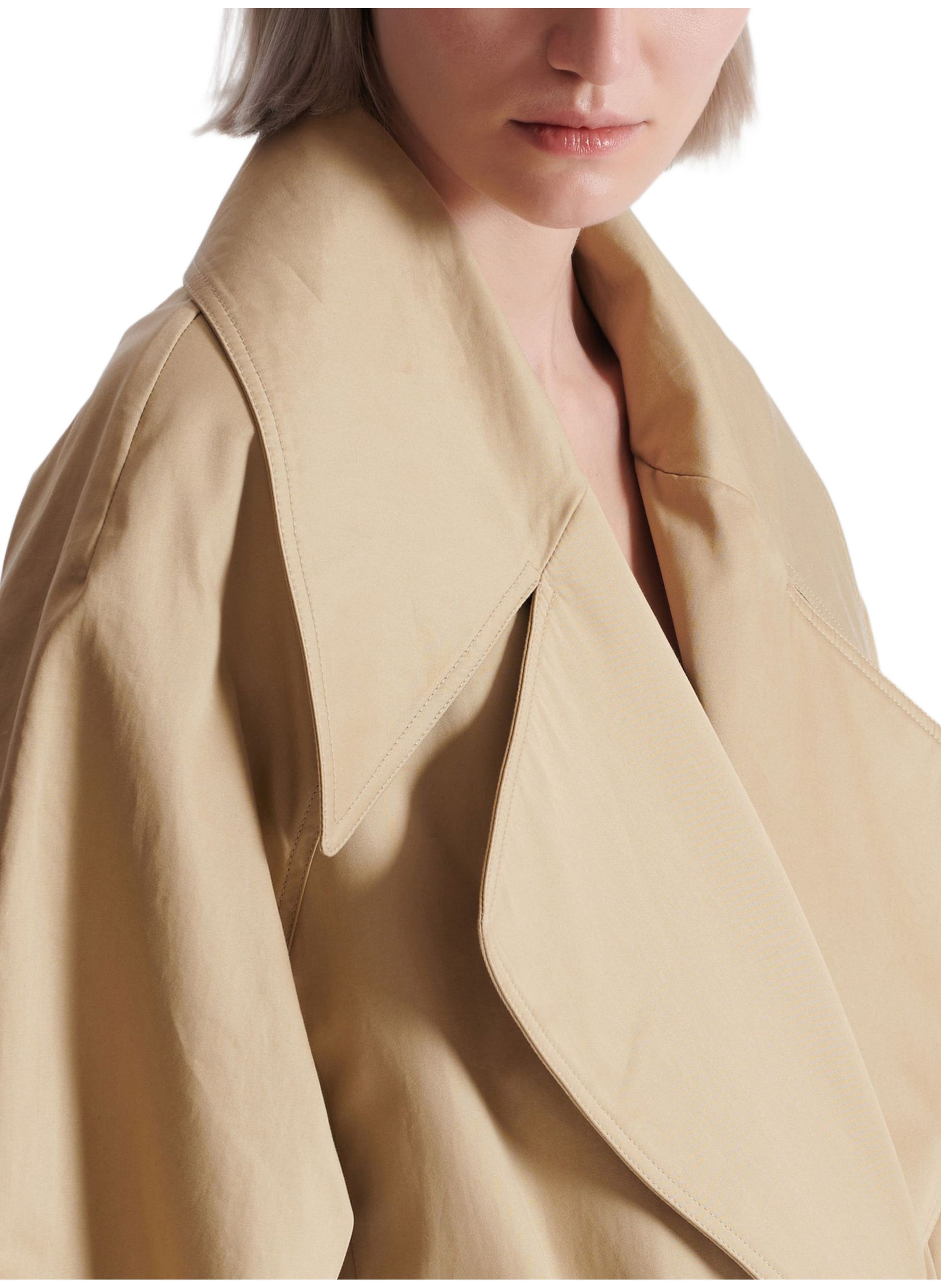 Trench long en gabardine de coton BALMAIN Beige