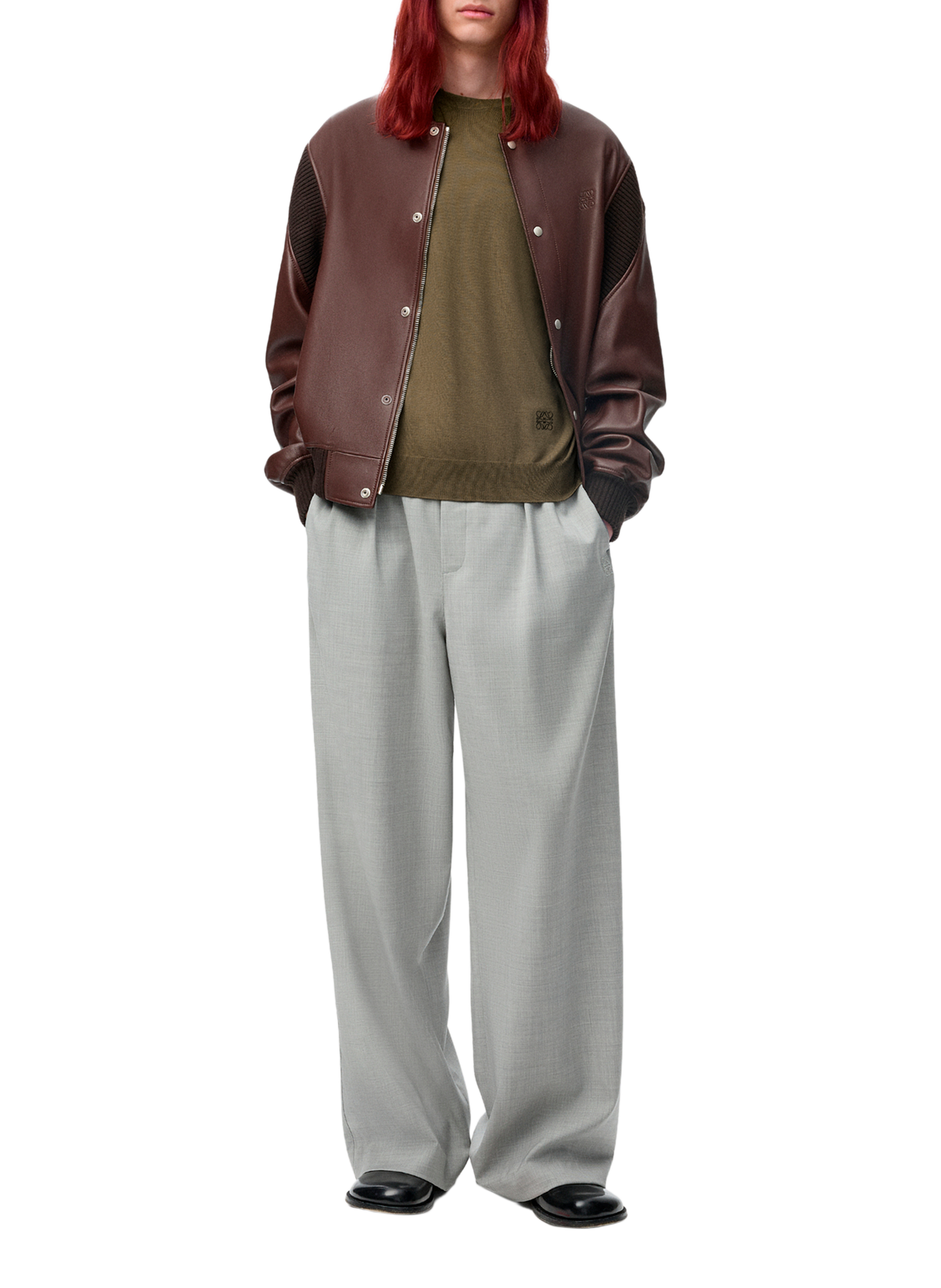 Straight wool sweater with delicate embroidery LOEWE Green