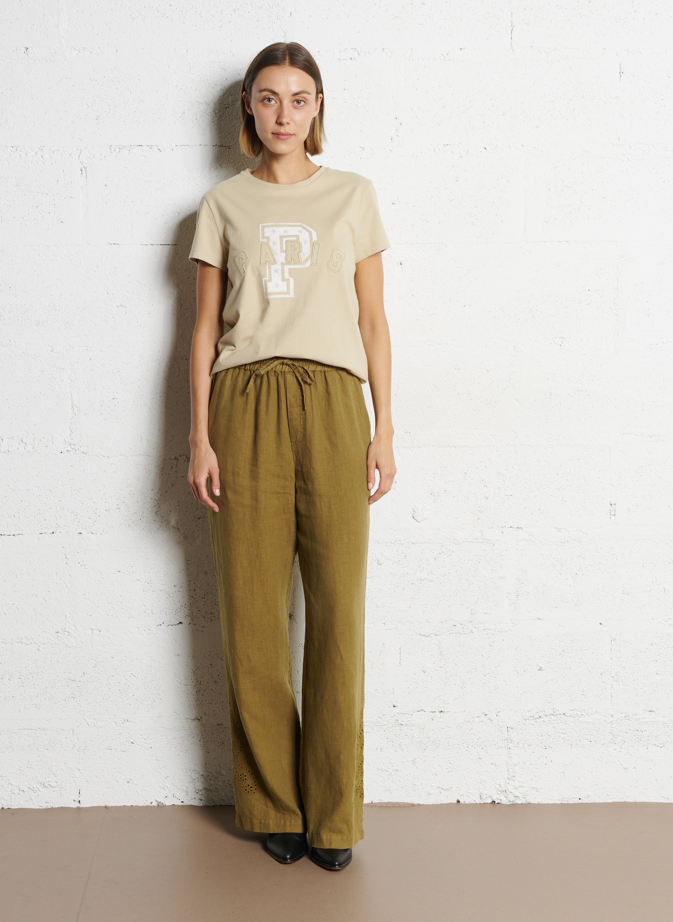 Tee-shirt col rond en coton IKKS Beige