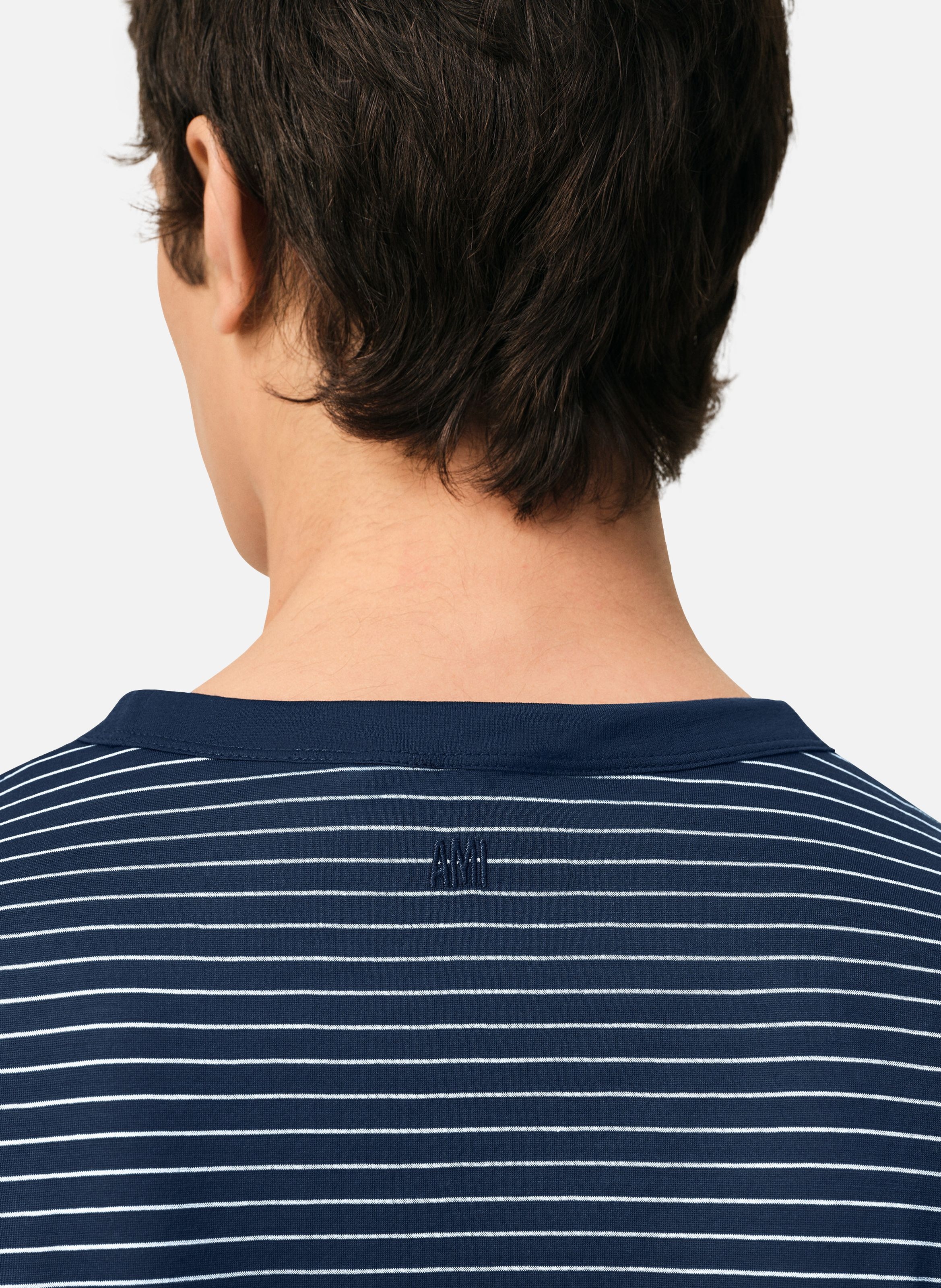 T-shirt rayé ami de coeur en coton AMI PARIS Bleu