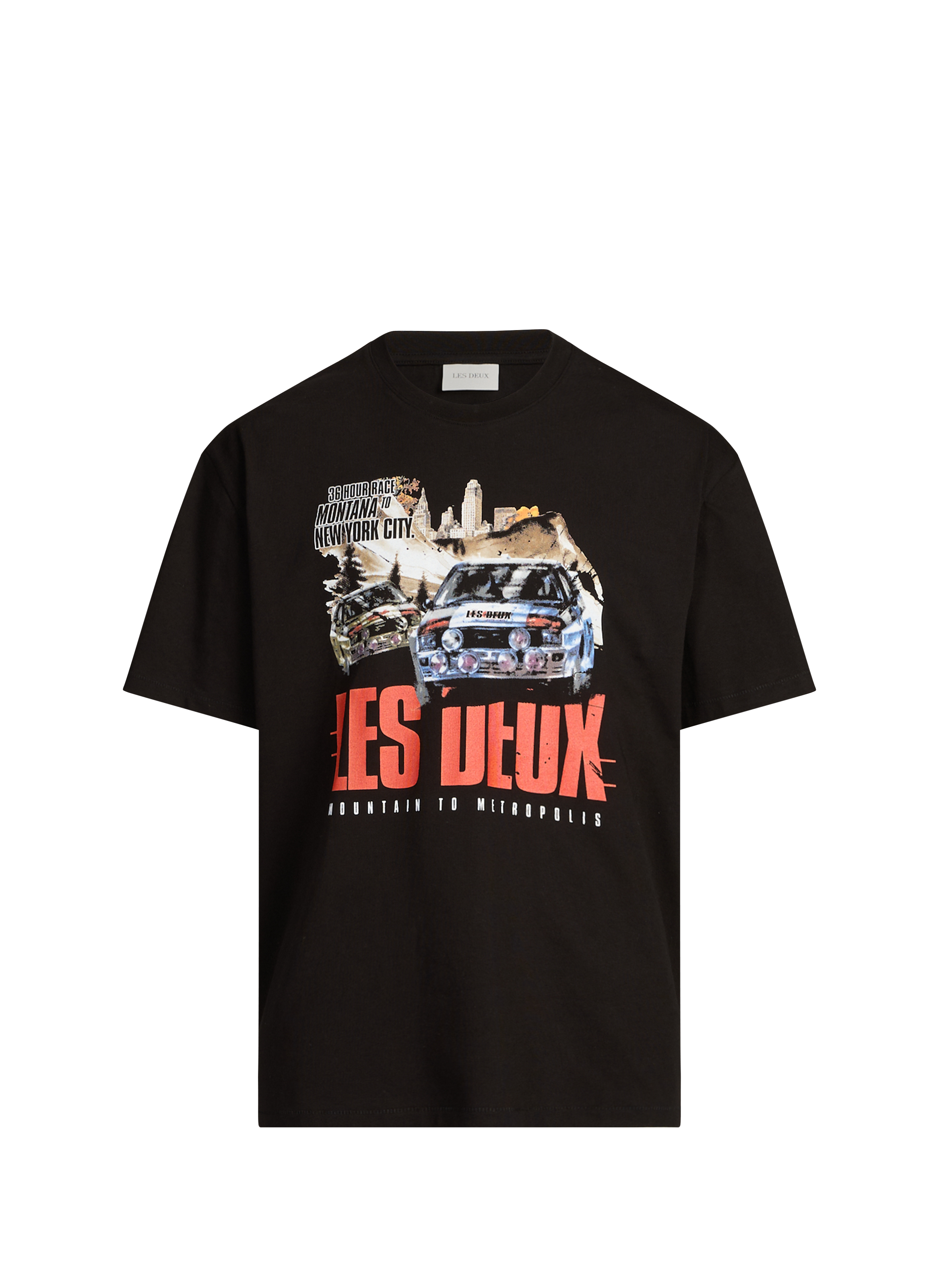 Printed cotton T-shirt LES DEUX Black