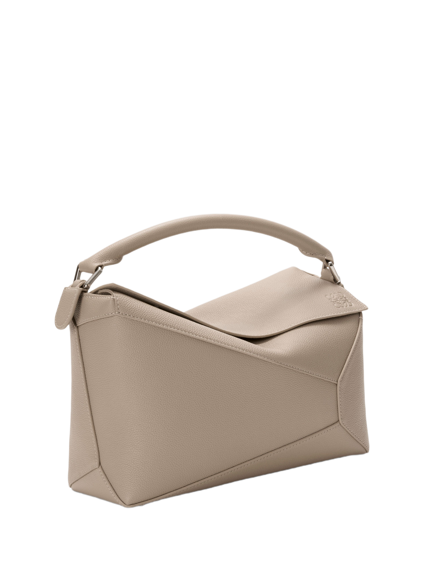 Sac Puzzle Edge moyen en cuir de veau grainé souple LOEWE Beige