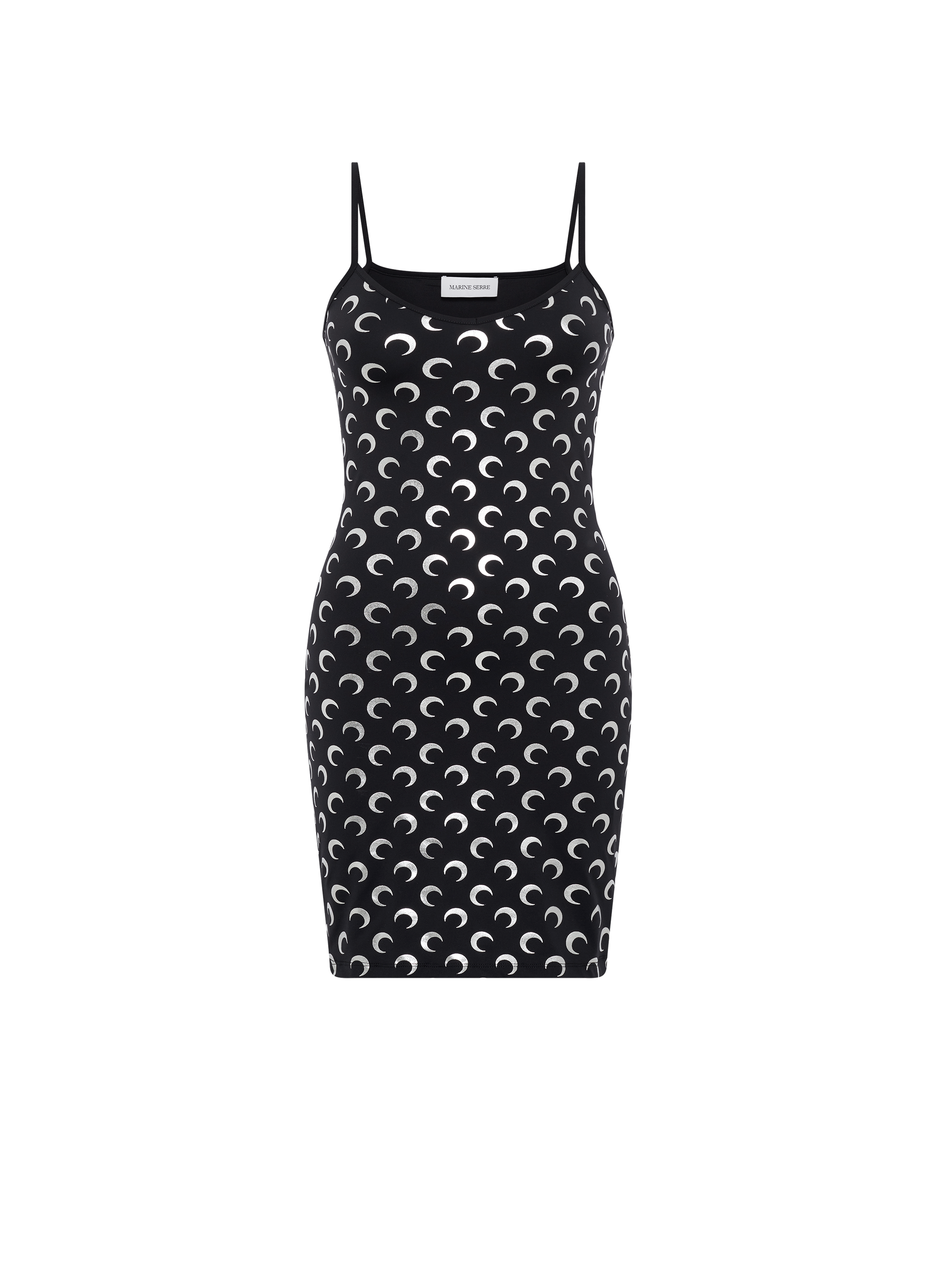 Robe mini à bretelles en jersey imprimé moon argent MARINE SERRE Noir