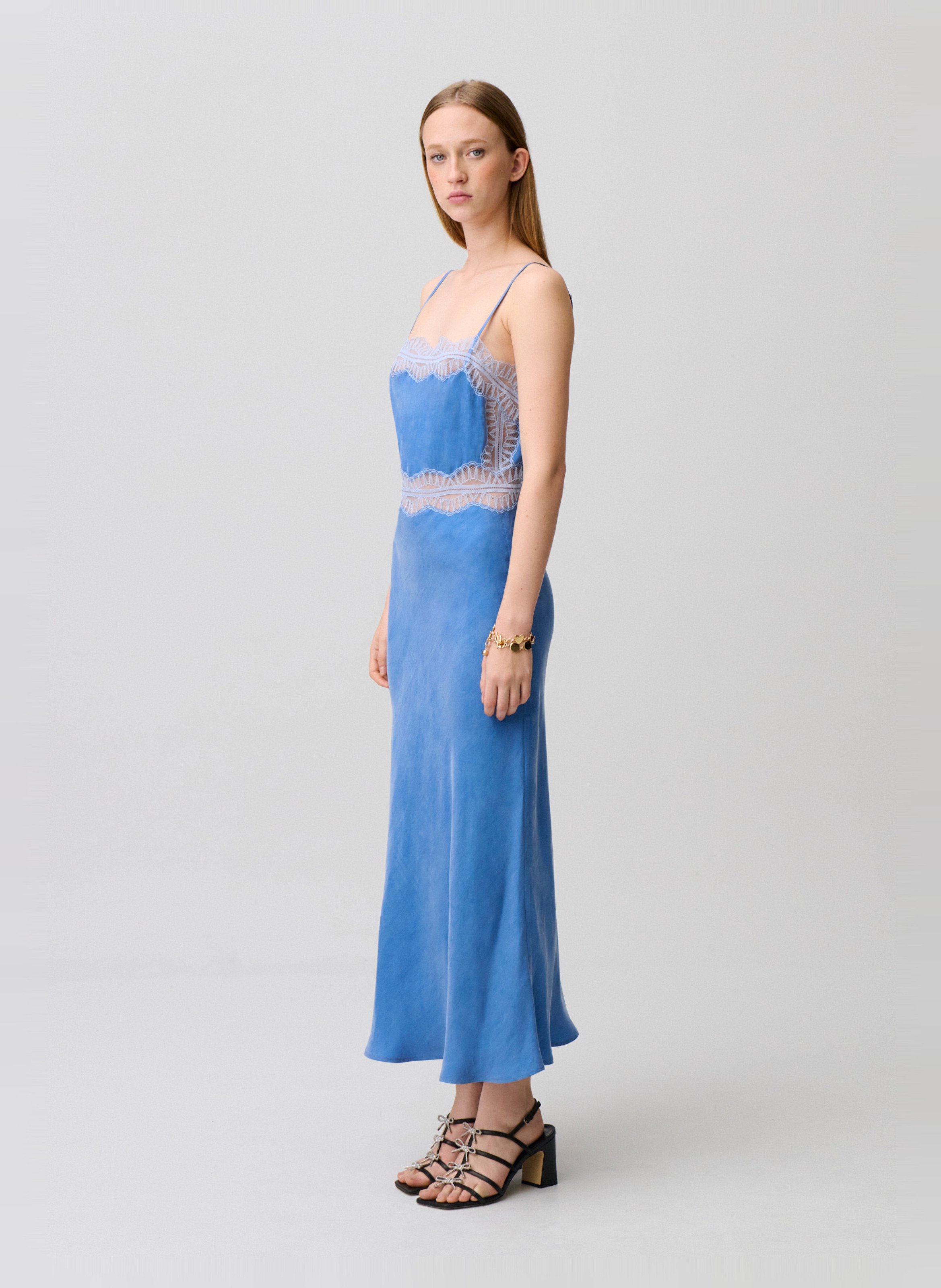Robe longue satinée CLAUDIE PIERLOT Bleu