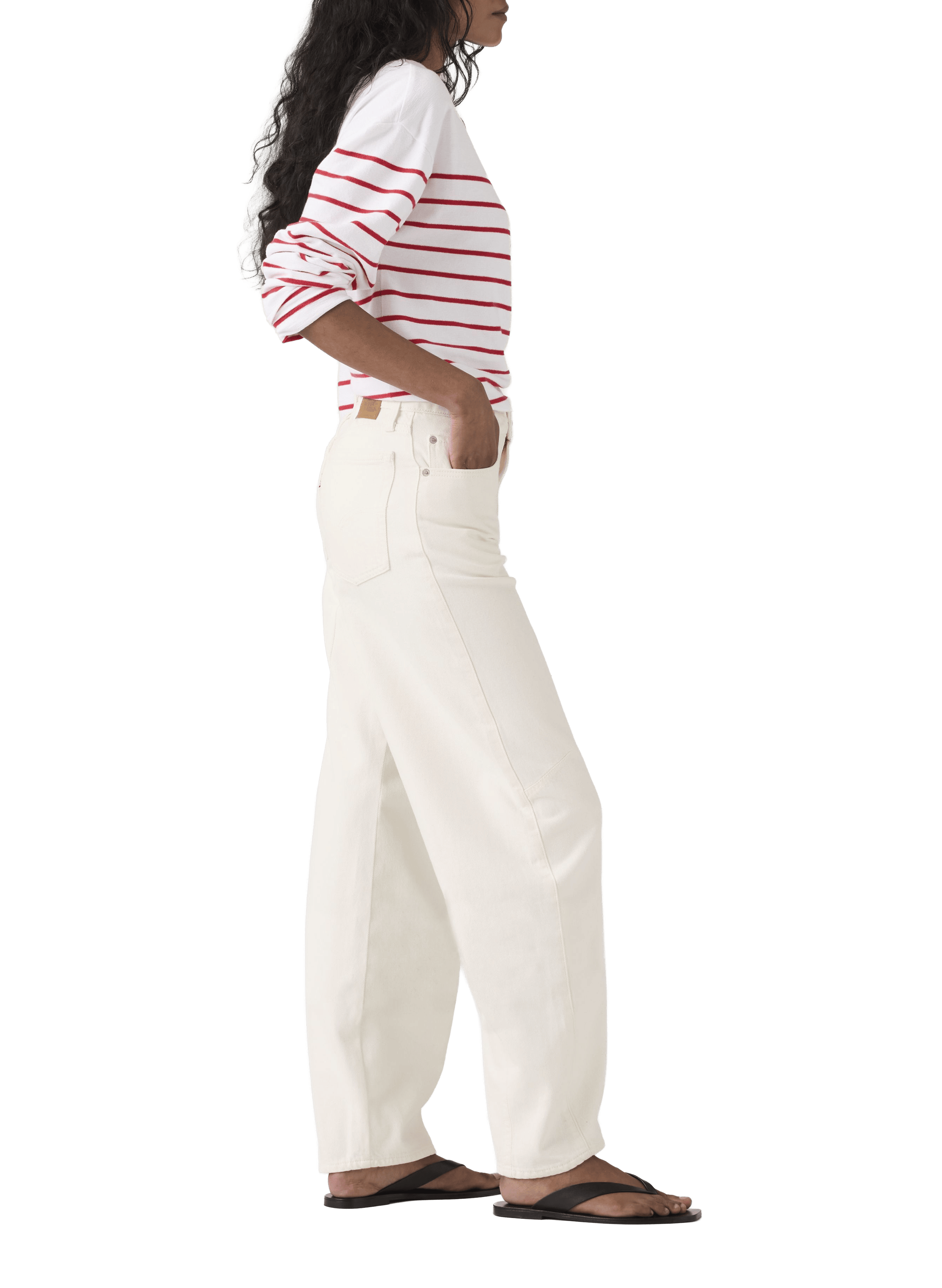 Baggy Dad Barrel Cotton Jeans LEVI'S White