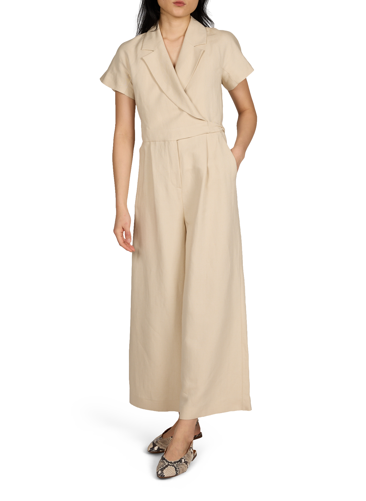 Short-sleeved belted jumpsuit MAX MARA WEEK END Beige