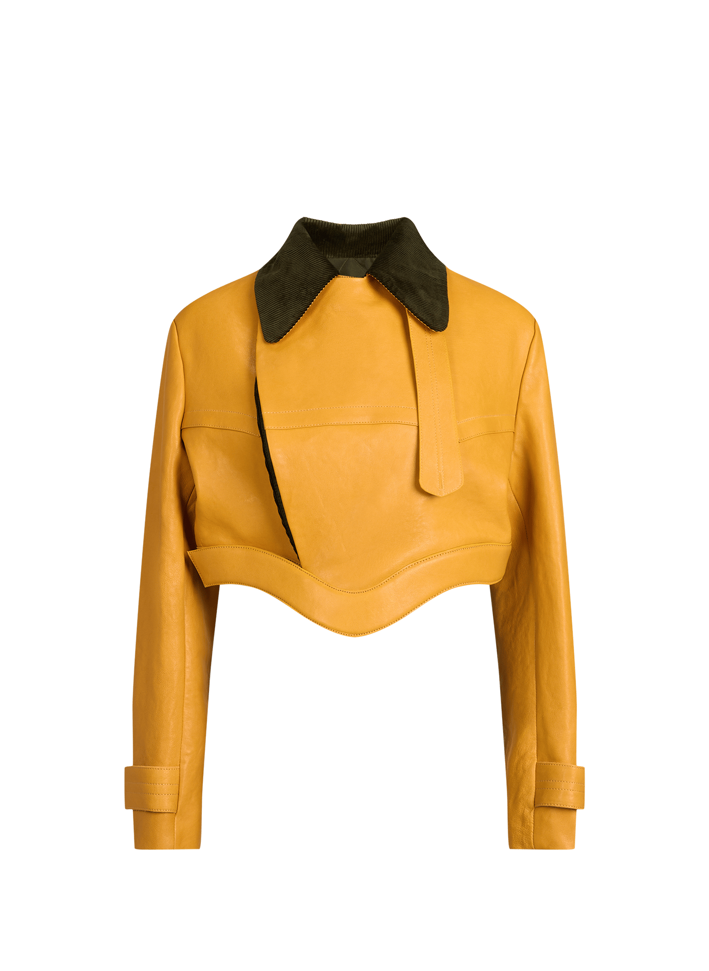 Cropped leather jacket JEAN PAUL GAULTIER Yellow