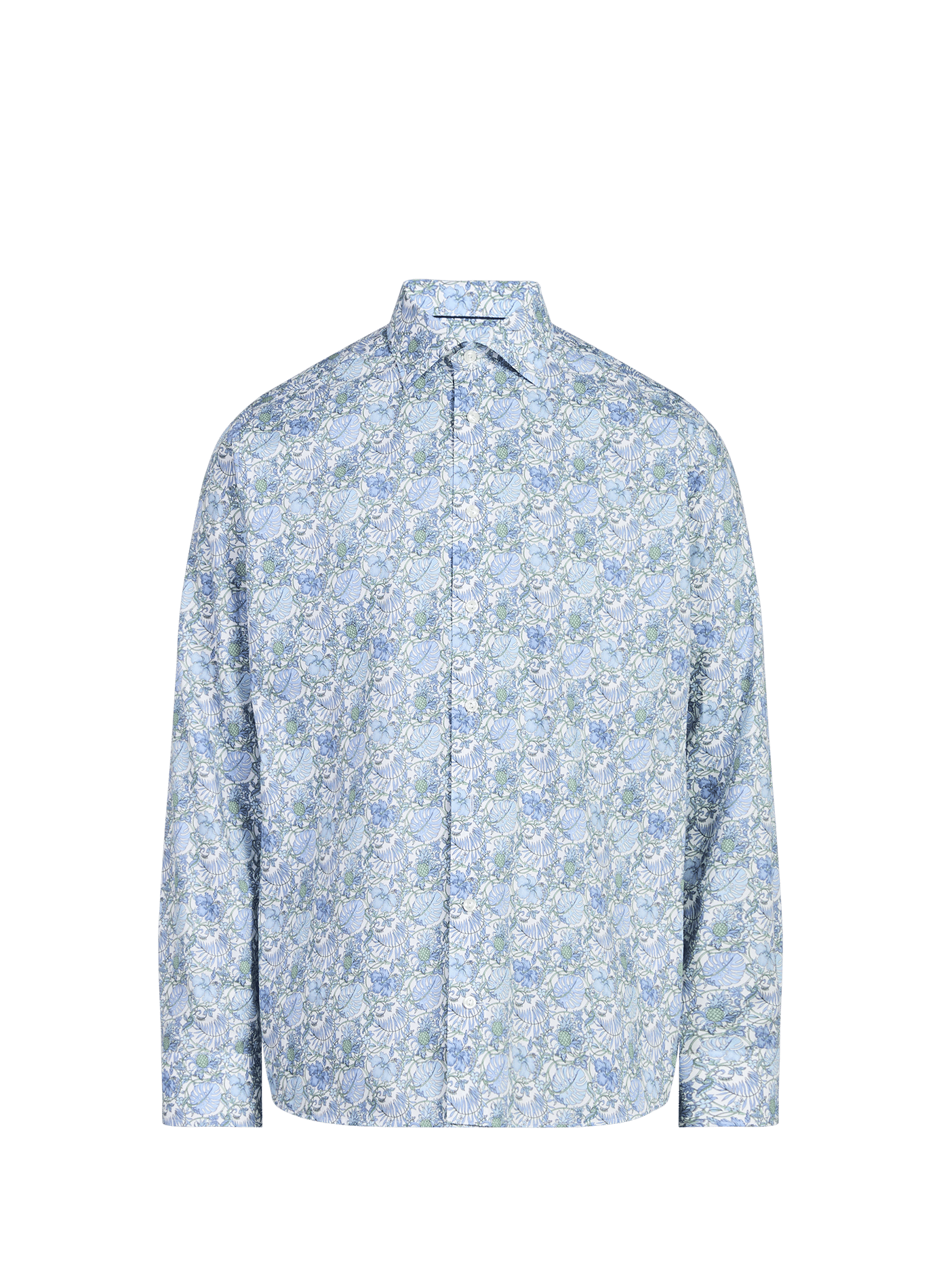 Slim-fit printed cotton shirt ETON Green