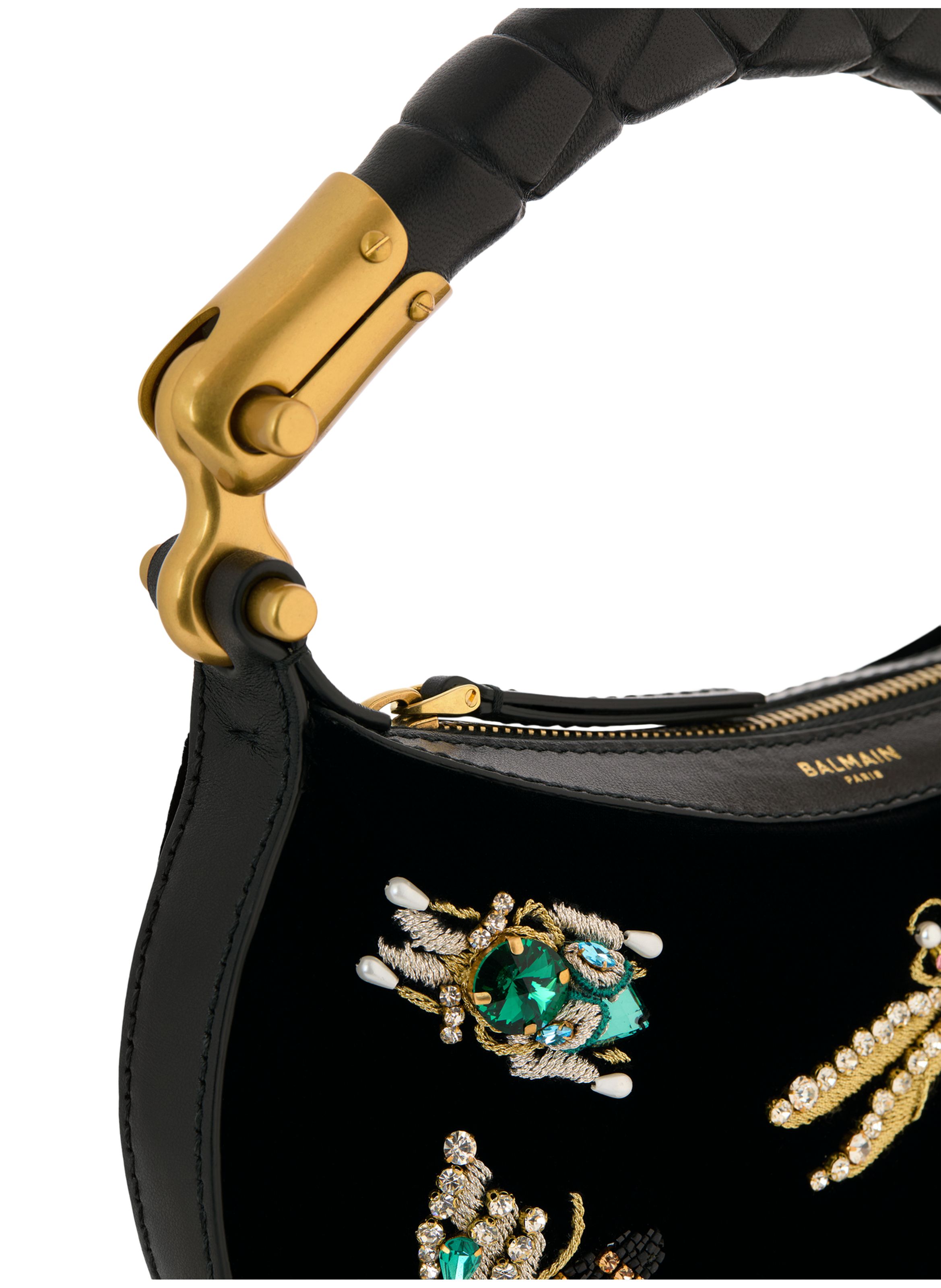 Sac ebene mini insect en velours brodé BALMAIN Noir