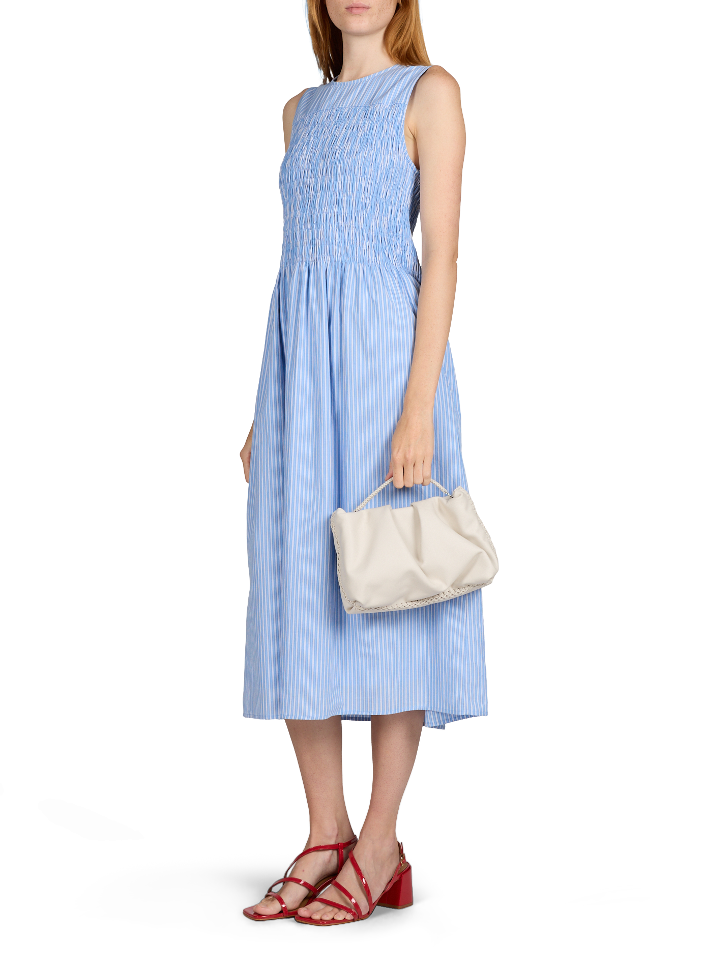 Capucine gestreiftes Baumwollkleid GARANCE Blau