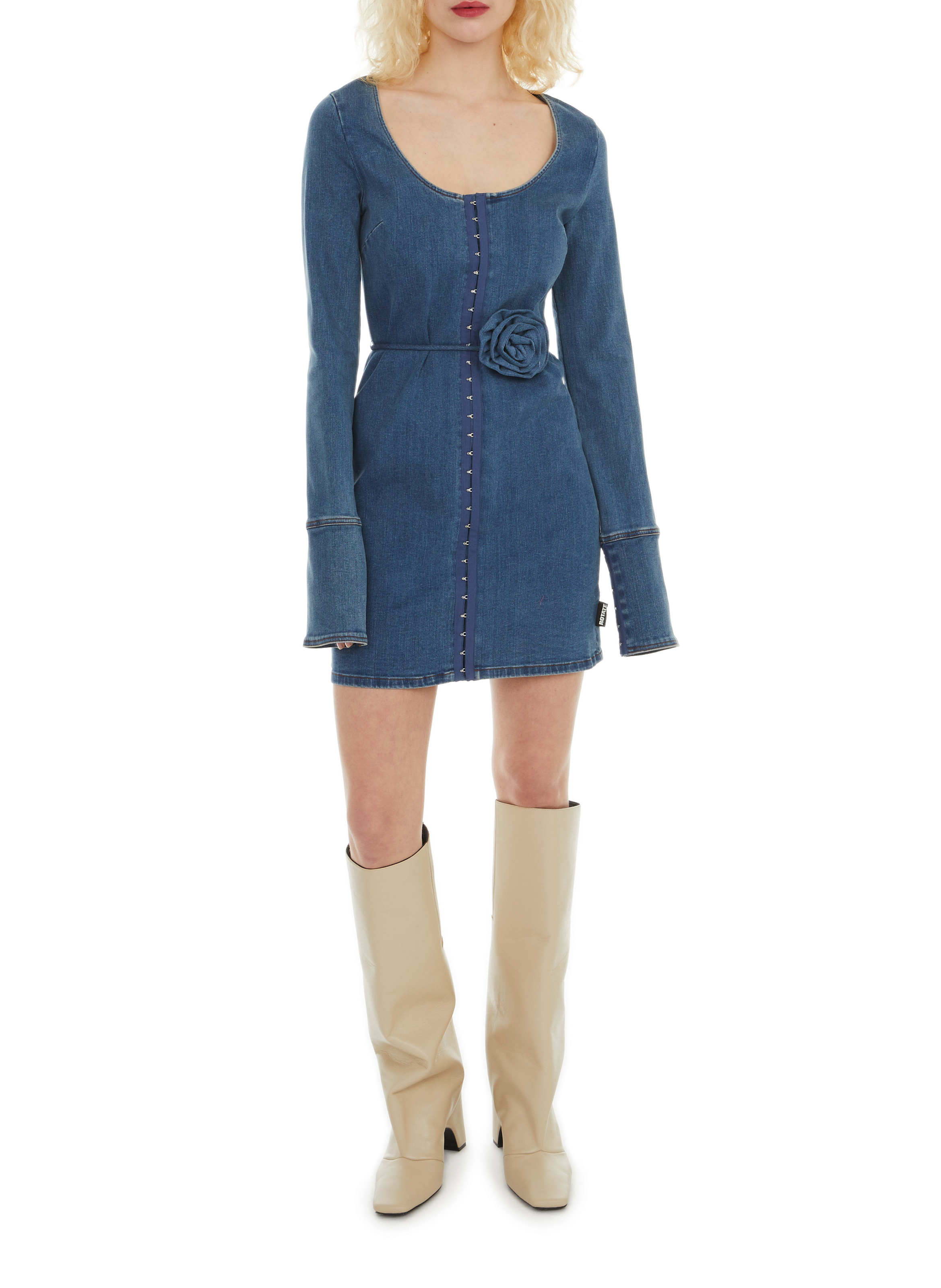 Korte jurk van spijkerstof ROTATE Blauw