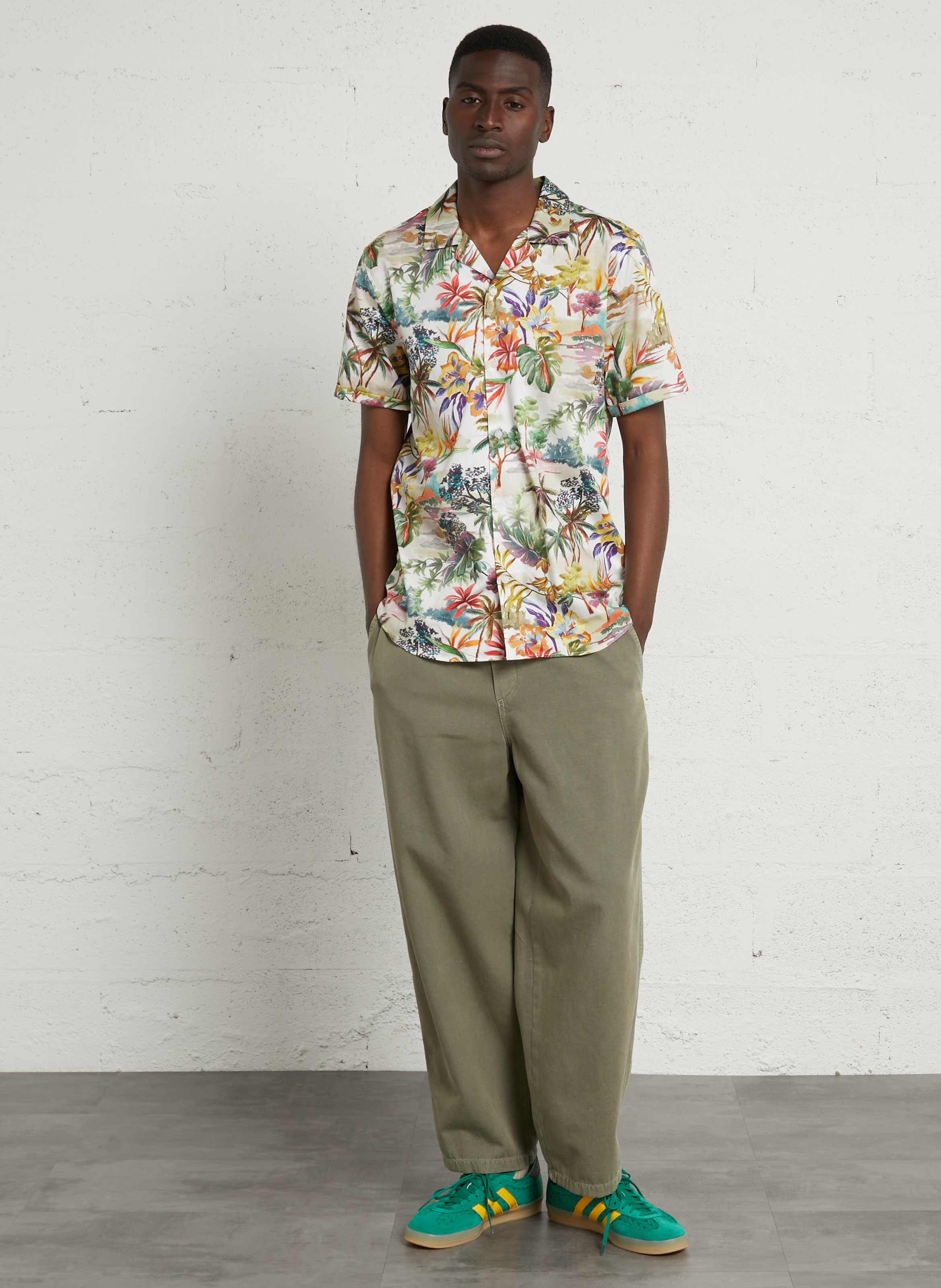 Pantalon droit en coton lycaz AMERICAN VINTAGE Vert